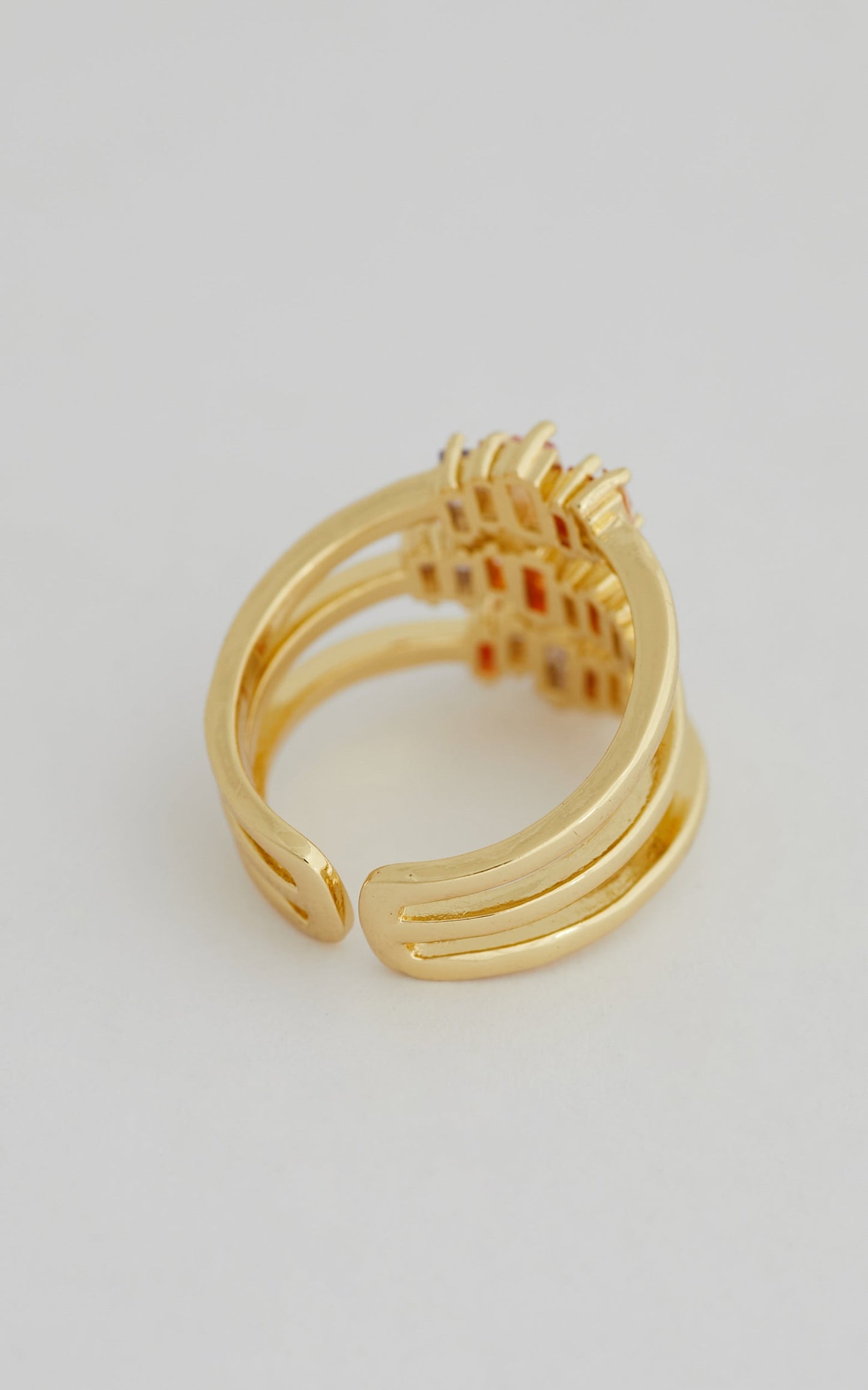 Amihan Ring - Multi Gemstone Triple Band Ring in Gold