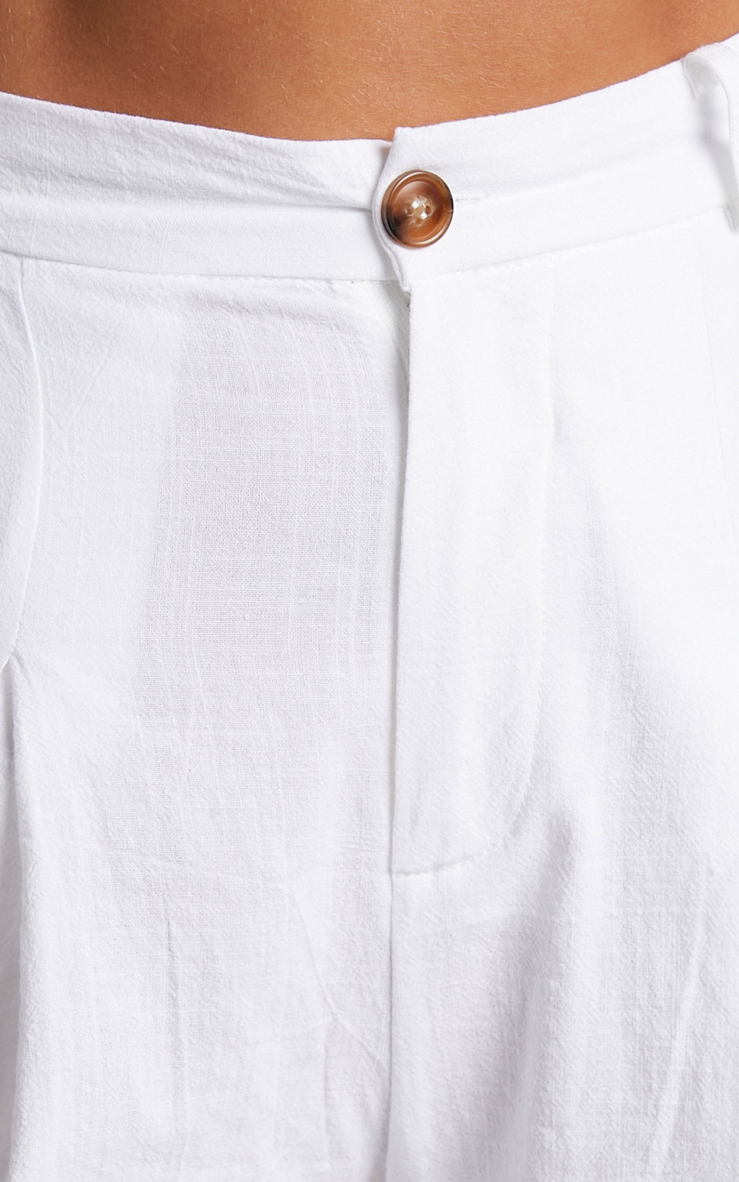 Anka Shorts - Double Cuff High Waisted Tailored Shorts in White