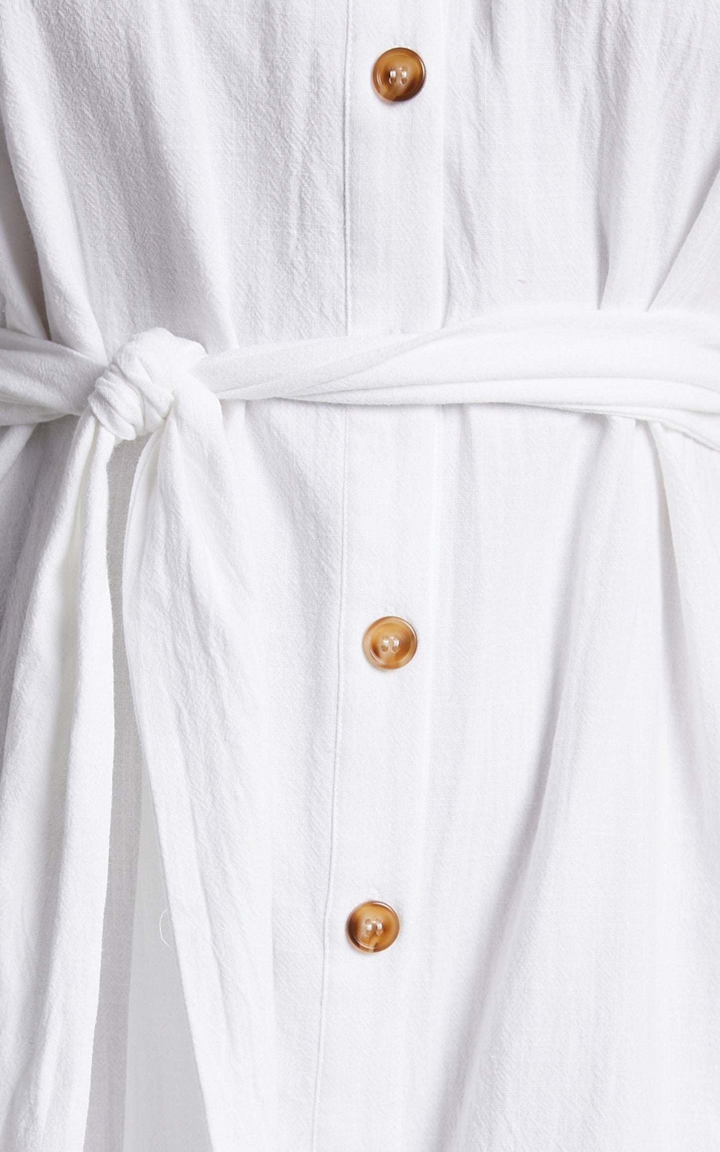 Anka Midi Dress - Off Shoulder Tie Waist Button Down Dress in White