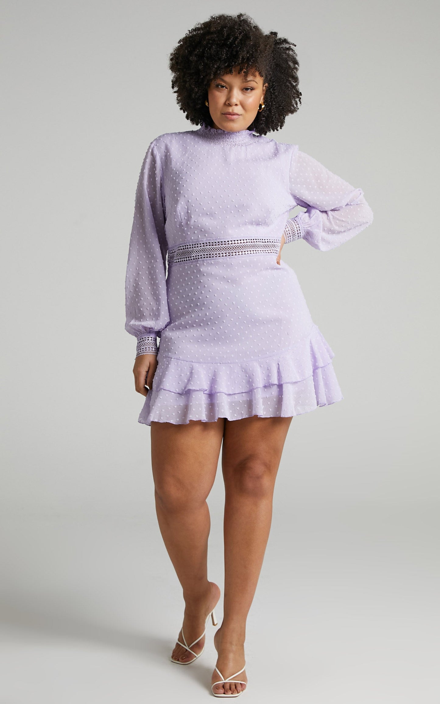 Are You Gonna Kiss Me Long Sleeve Mini Dress in Lilac