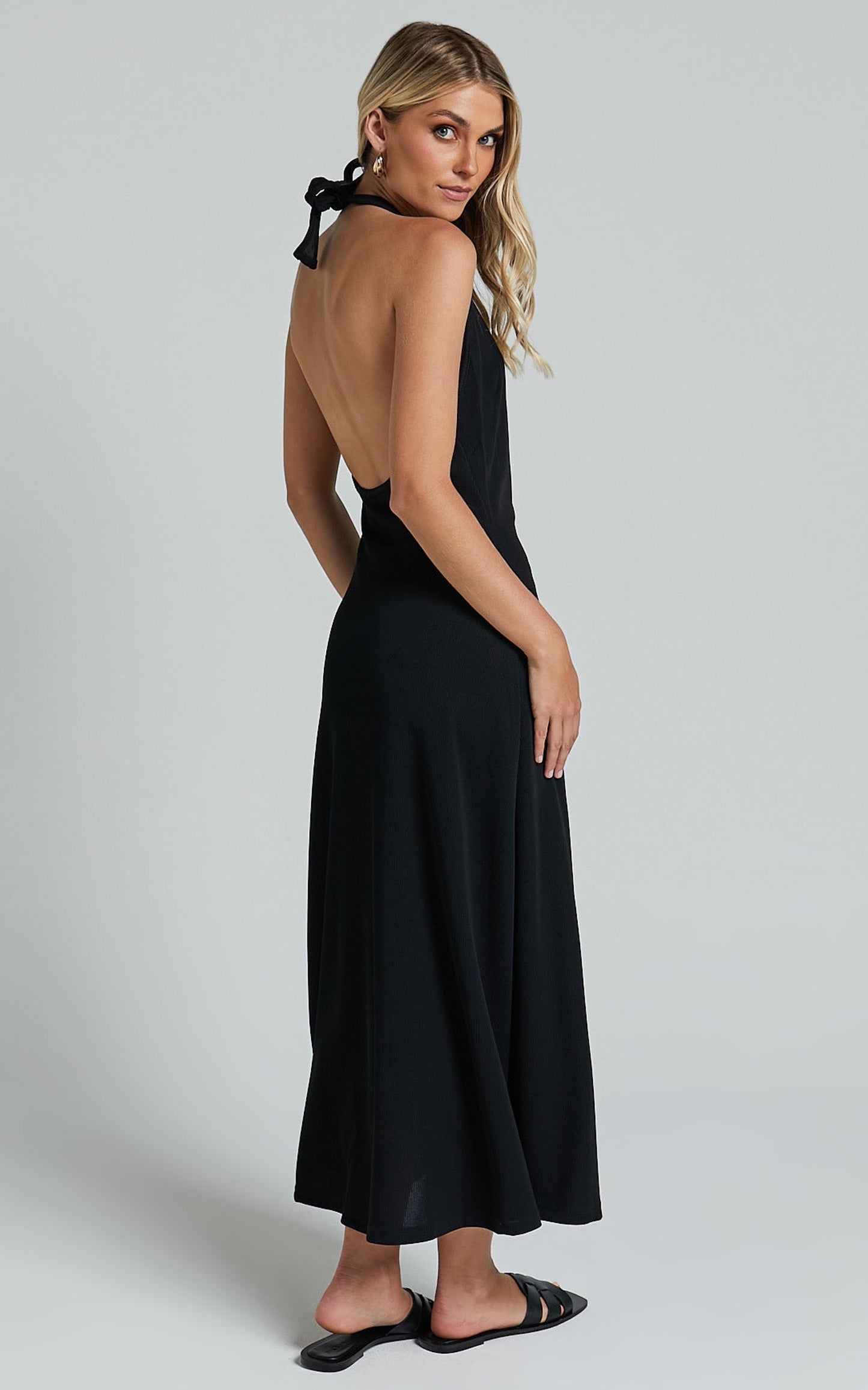 Arevik Maxi Dress - Halter Neck Backless in Black