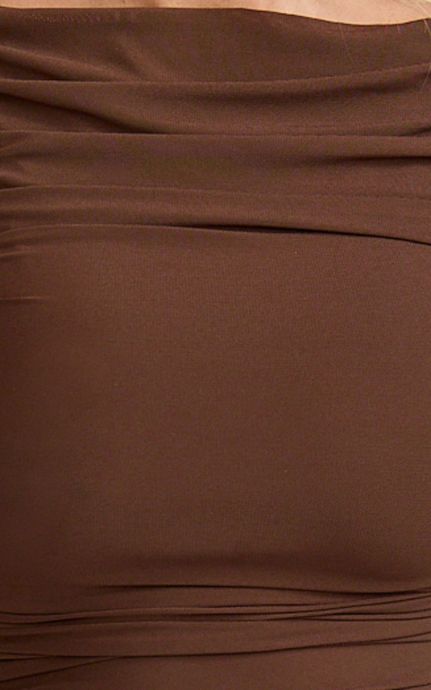 Ari Mini Dress - High Neck with Knot Detail Dress in Chocolate