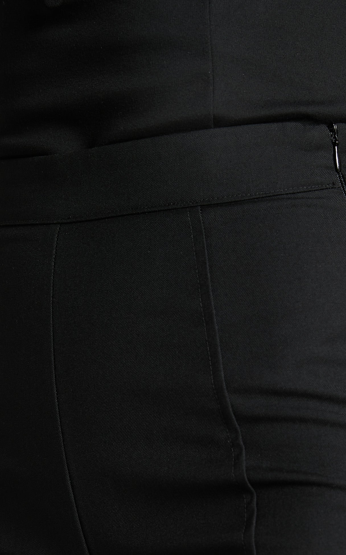 Armenda Pants - High Waisted Split Hem Stitch Detail Tailored Pants in Black