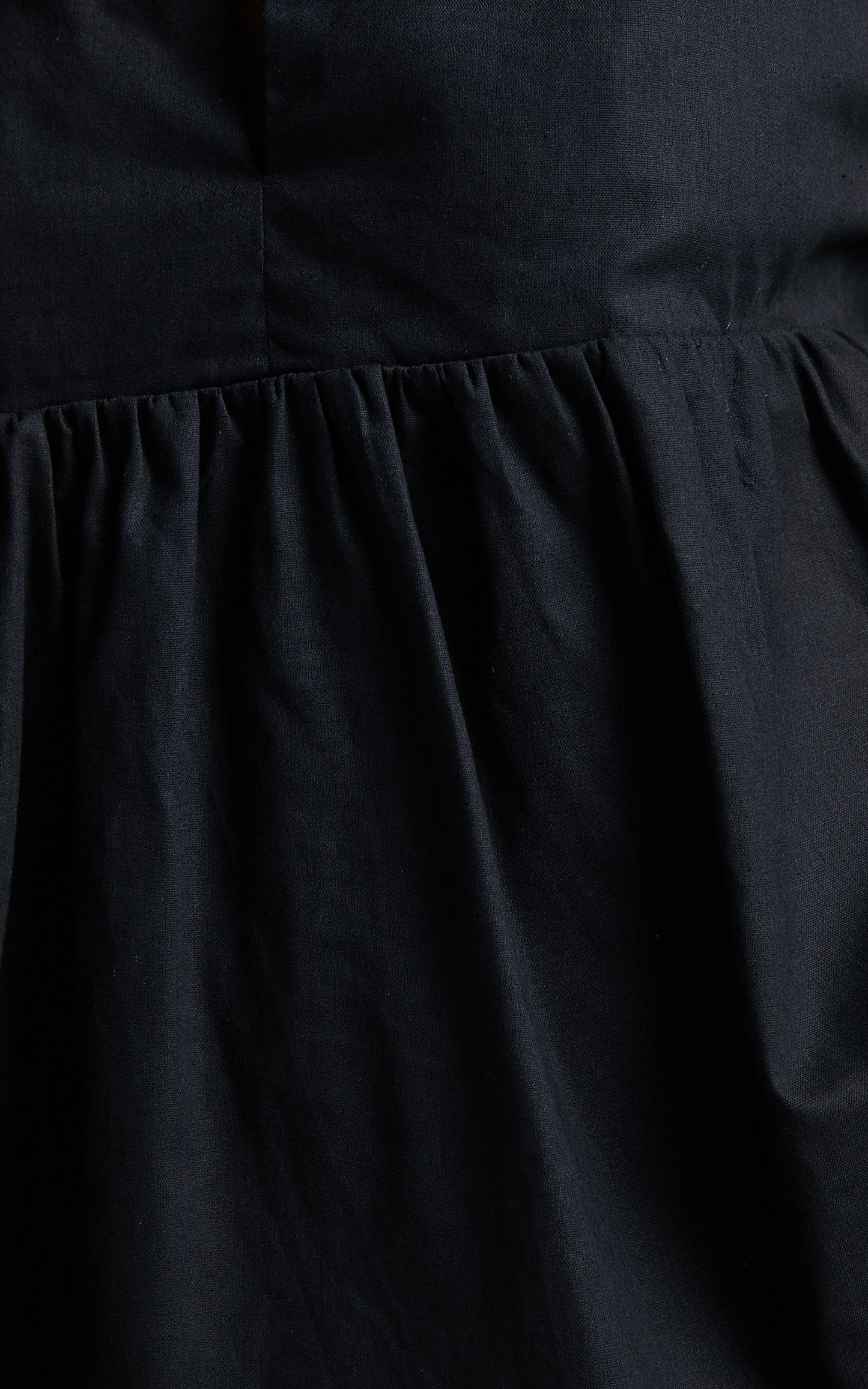 Arthur Top - Linen Look Long Sleeve V Neck Tiered Top in Black