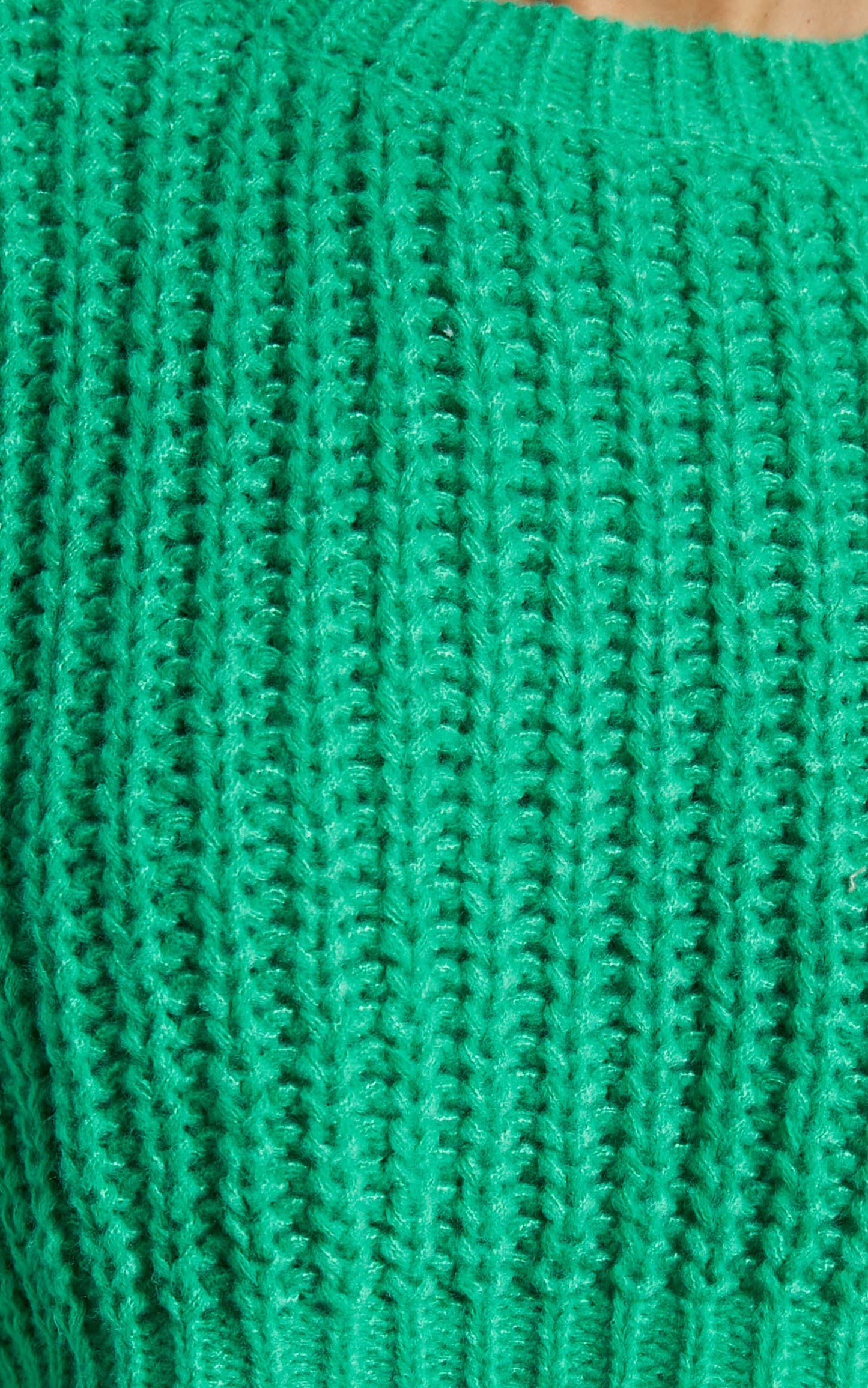 Arwa Cropped Balloon Sleeve Knit Jumper in Green