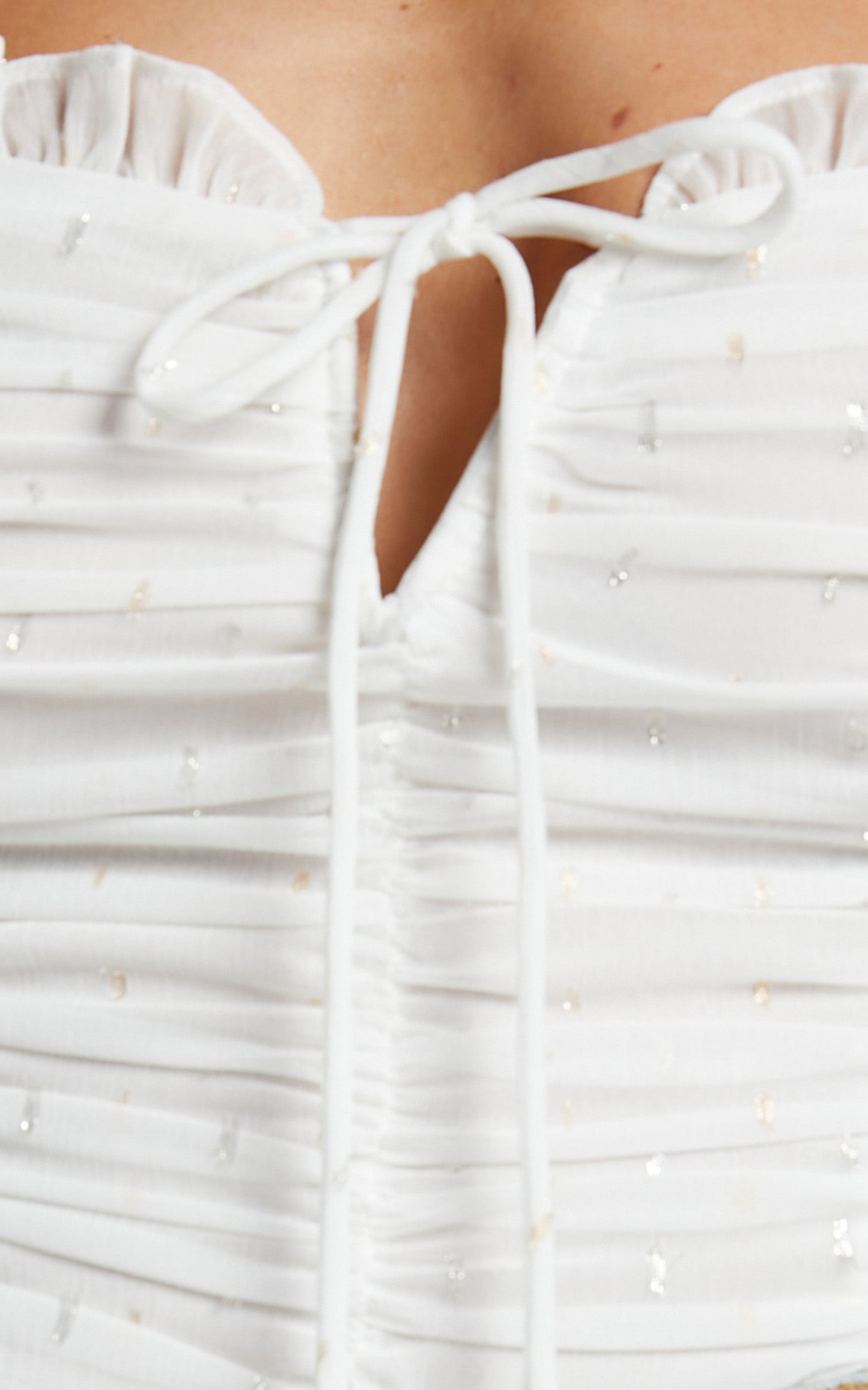 Aubin Top - Long Sleeve Ruched Bodice in Off White