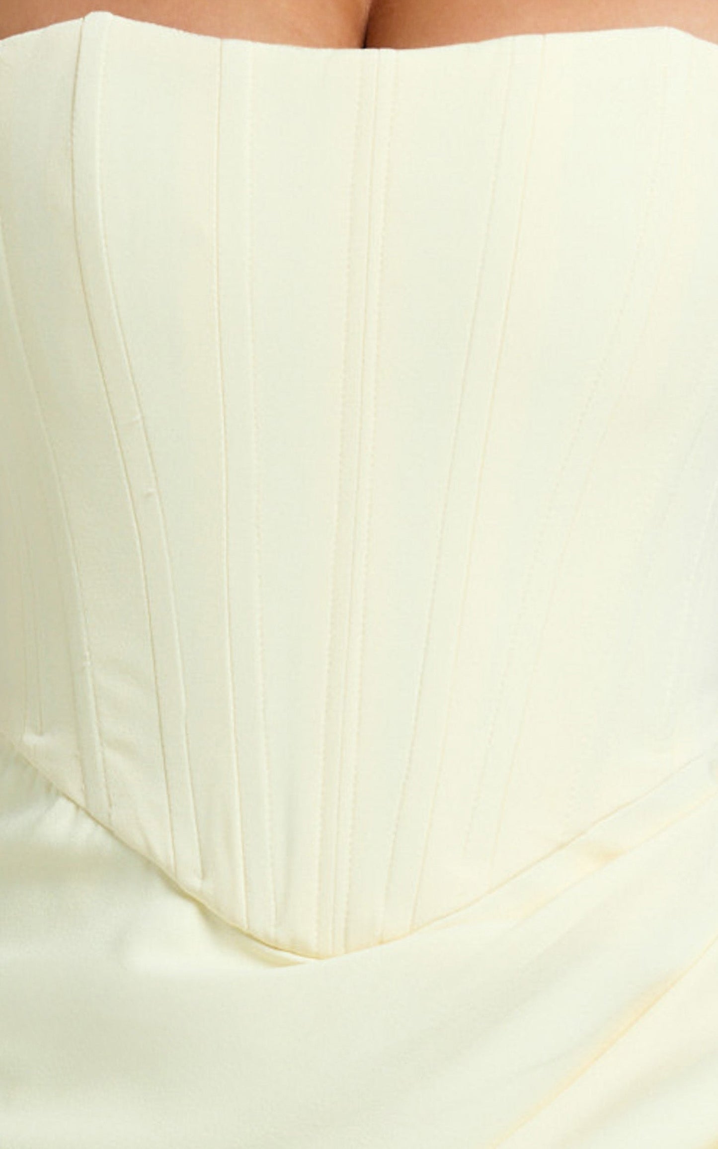 Avery Mini Dress - Strapless Corset Bodice Draped Dress in Lemon