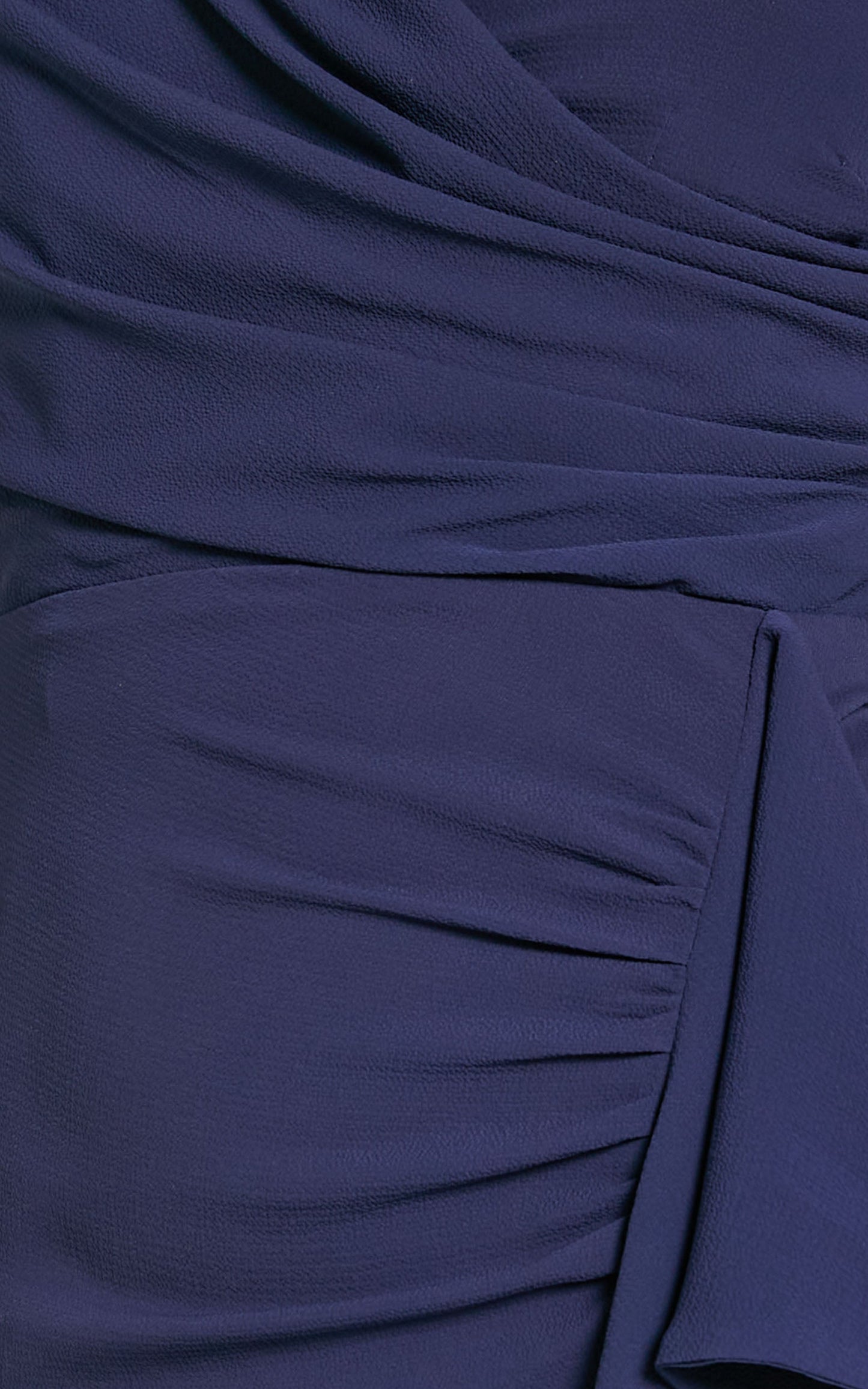 Aylene Midi Dress - Draped Ruffle Split Dress in Navy