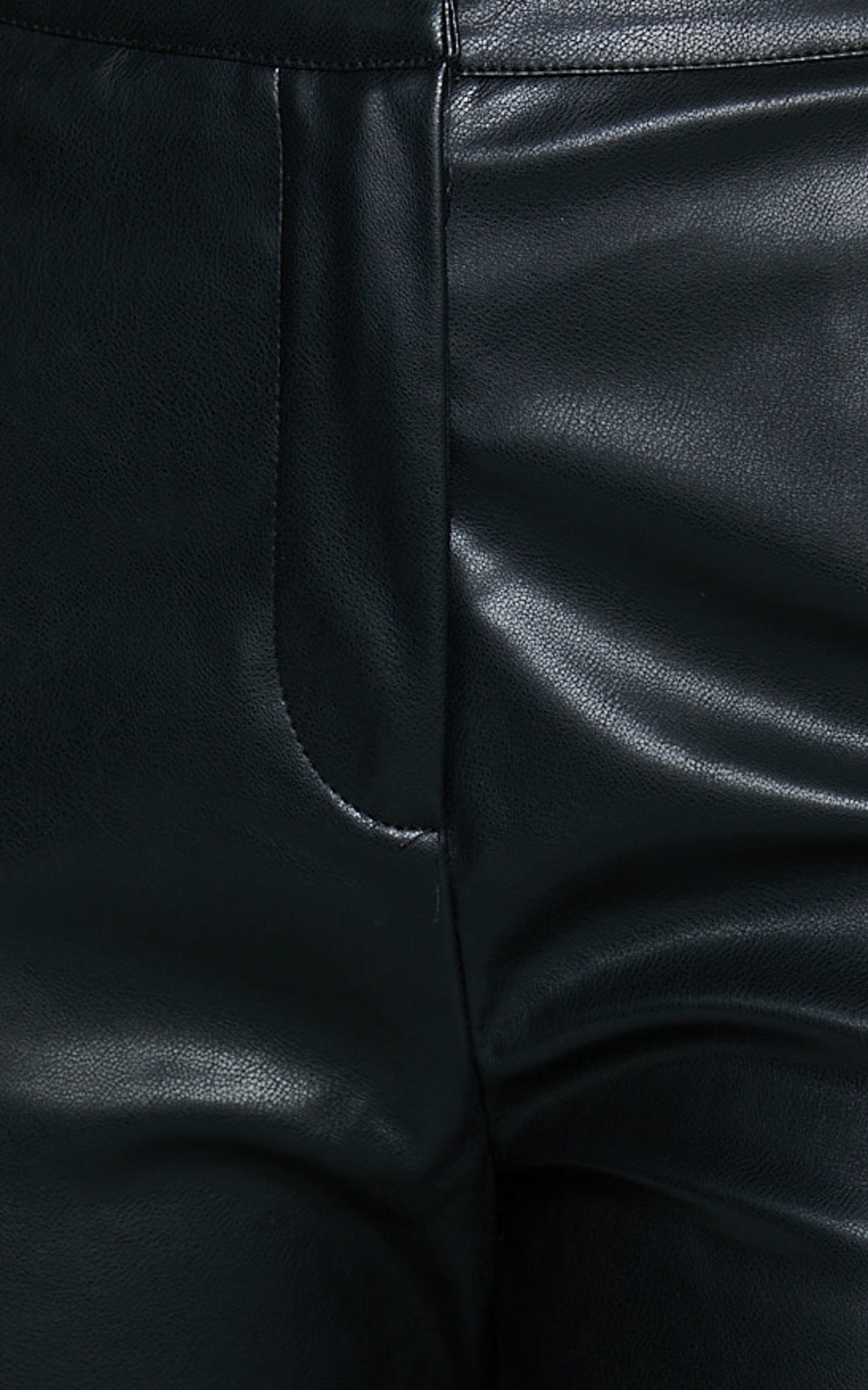 Azelia Pants - Mid Rise Cropped Faux Leather Pants in Black