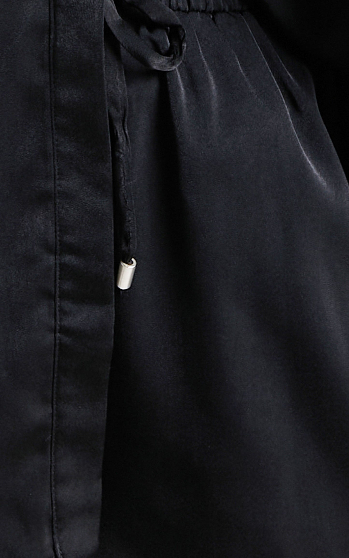 Azurine Shorts - Elastic Waist Satin Shorts in Black