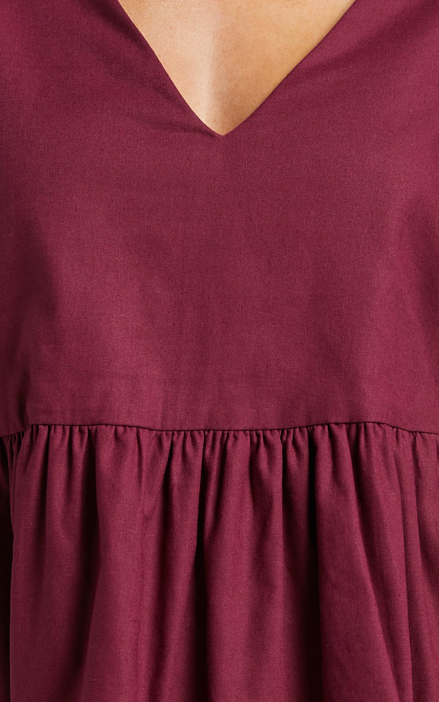 Benson Mini Dress - Tiered Puff Sleeve Dress in Plum