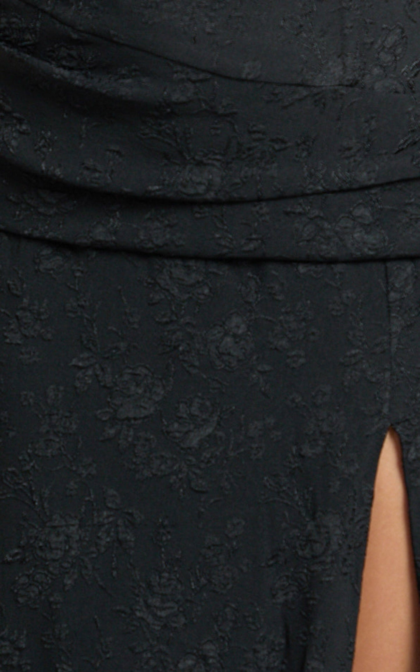 Berri Maxi Dress - Strapless Jacquard High Split Dress in Black
