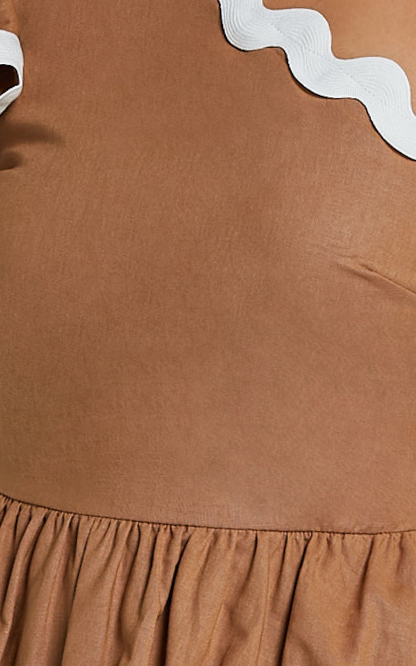 Bette Mini Dress - One Shoulder Ruffle Detail Layered Dress in Tobacco