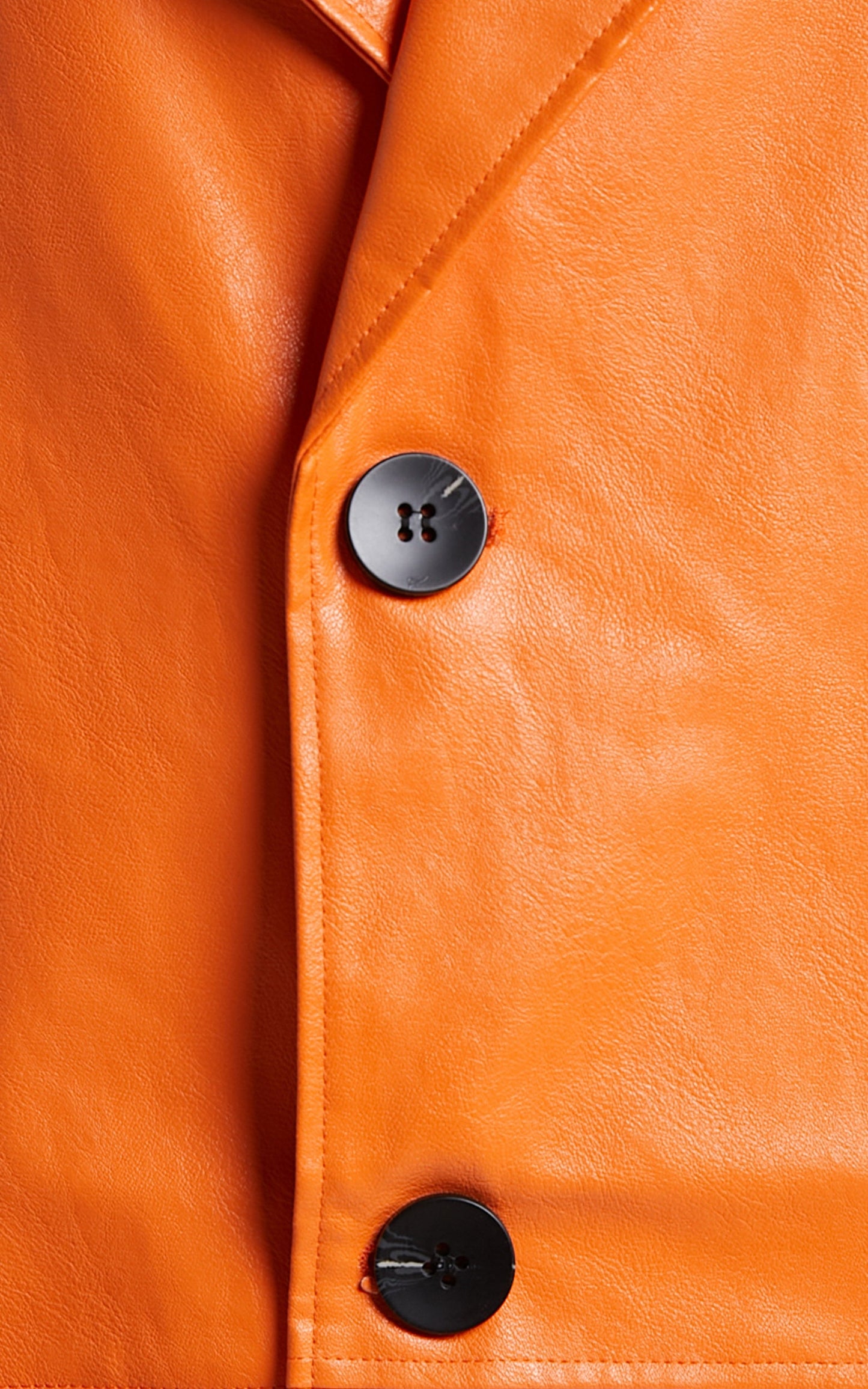 Birdie Trench Coat - Faux Leather Longline Coat in Orange
