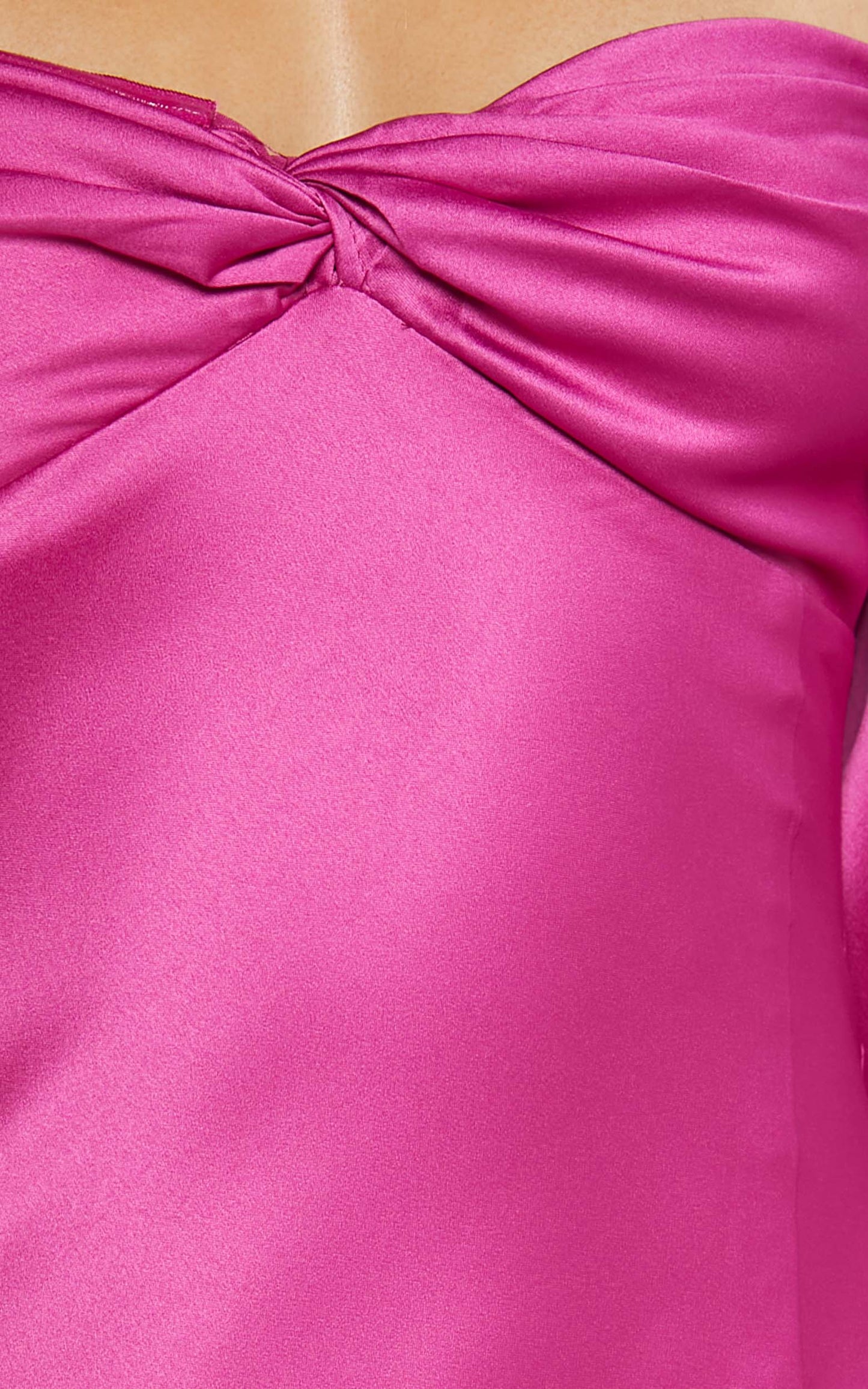 Blanche Maxi Dress - Twist Bust Detail Puff Sleeve Thigh Split Dress in Magenta