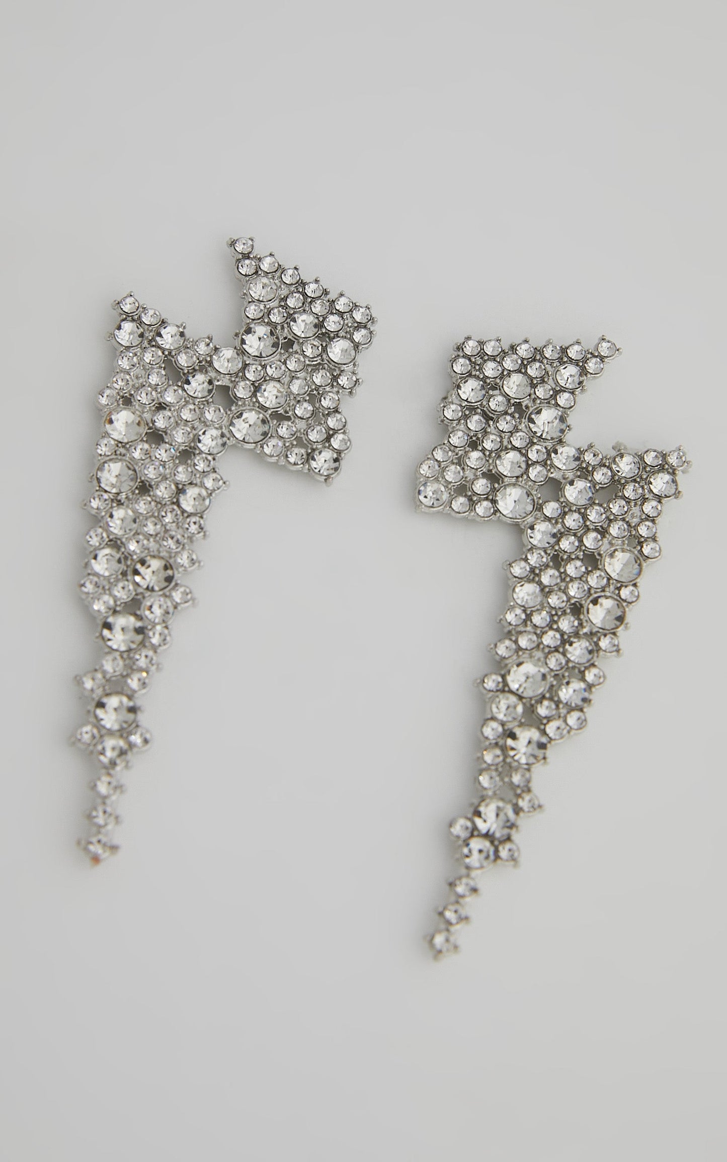 Branwyn Diamante Lighting Bolt Earrings in Silver