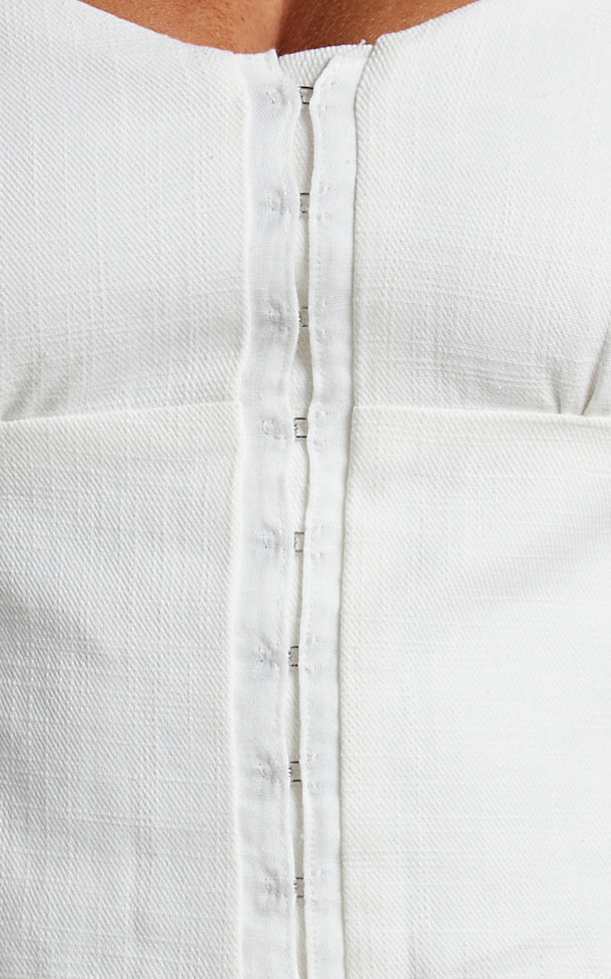 Braxia Top - Puff Sleeve Off Shoulder Corset Top in White