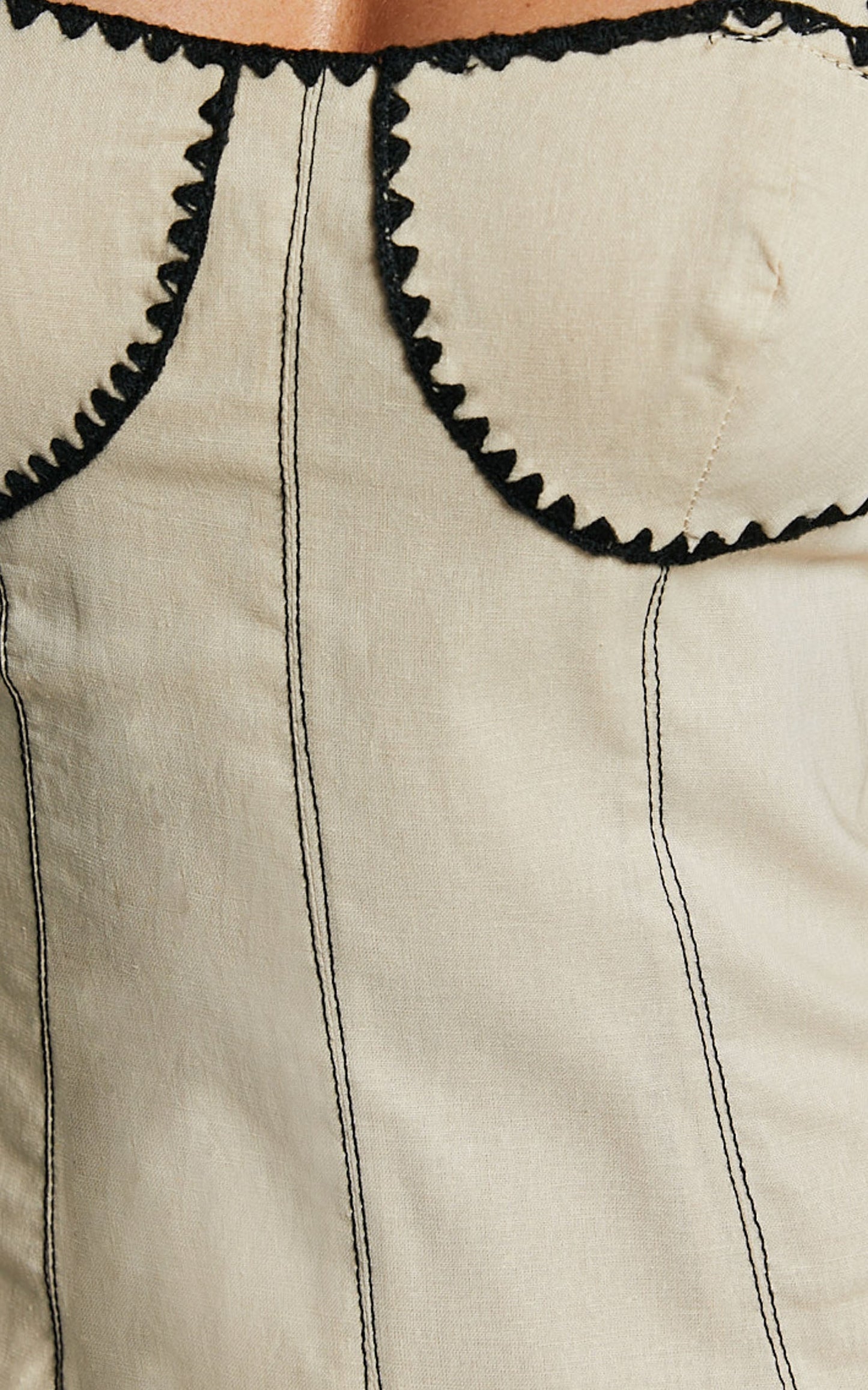 Brette Midi Linen Blend Dress - Wide Strap Cup Bust A Line Dress in Natural