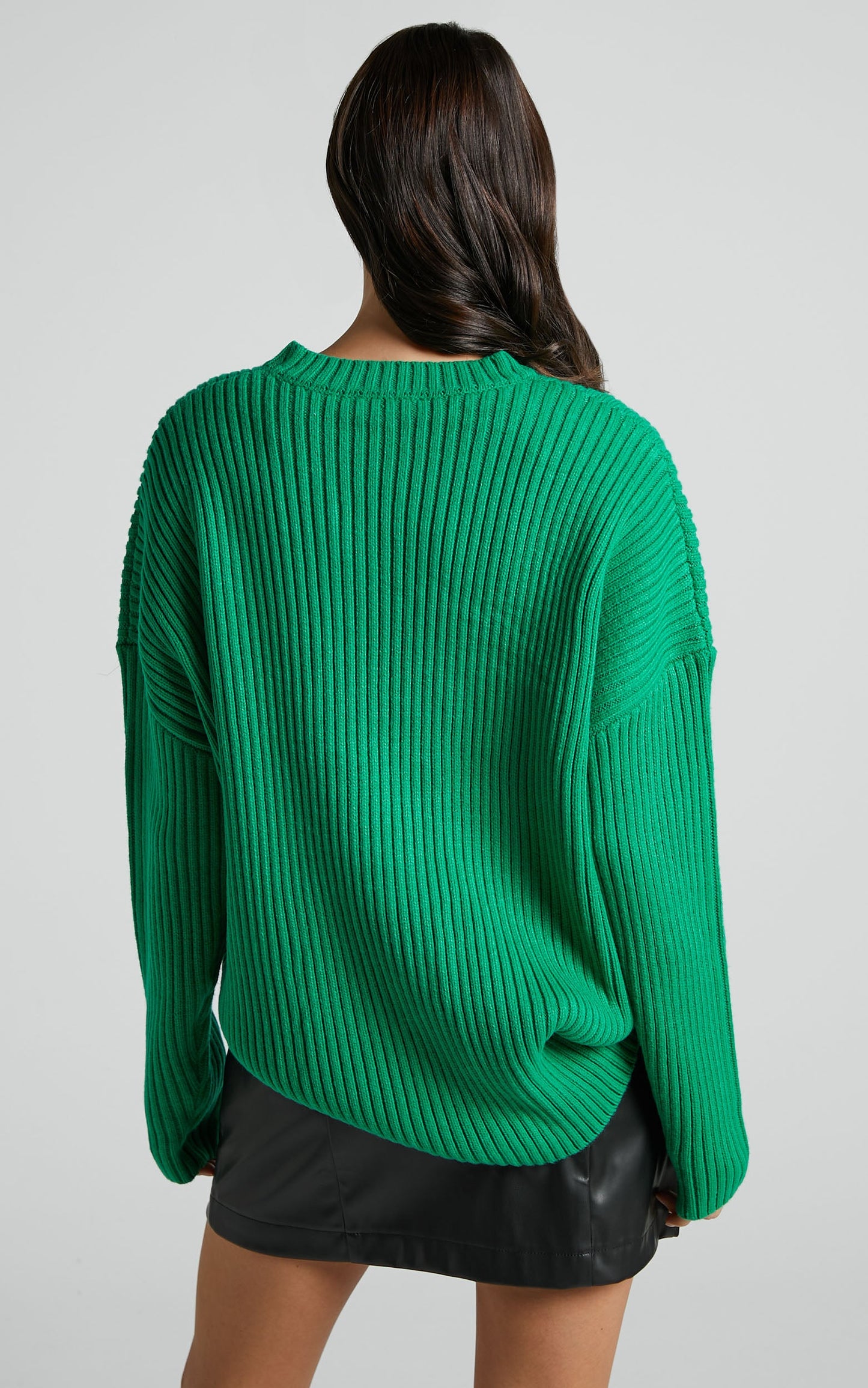 Brooklyn Knit Jumper - Scoop Neck Long Sleeve in Green
