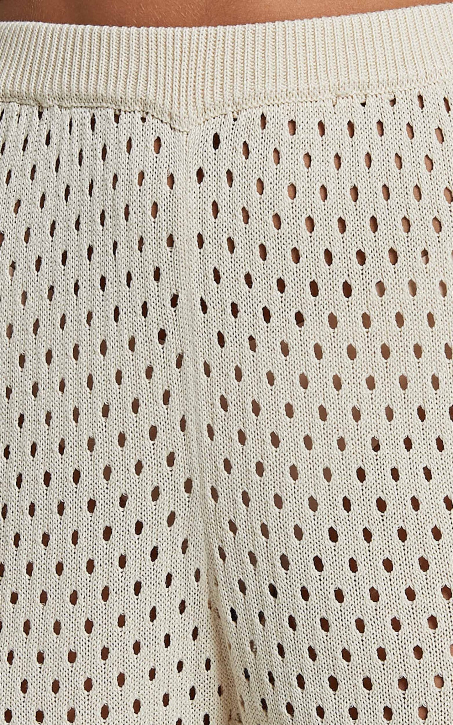 Caja Short - Wavy Hem Detail Knit Shorts in Nutmeg/Shell