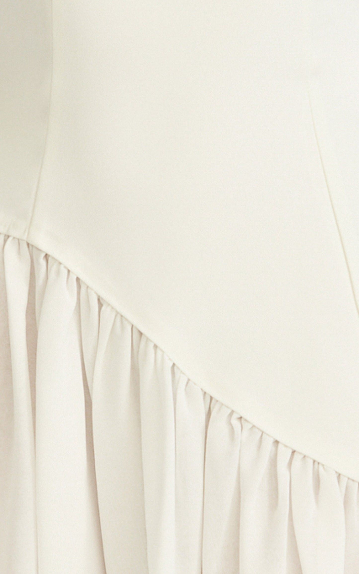Calla Mini Dress - Strapless Gathered Asymmetric Dropped Waist Dress in White