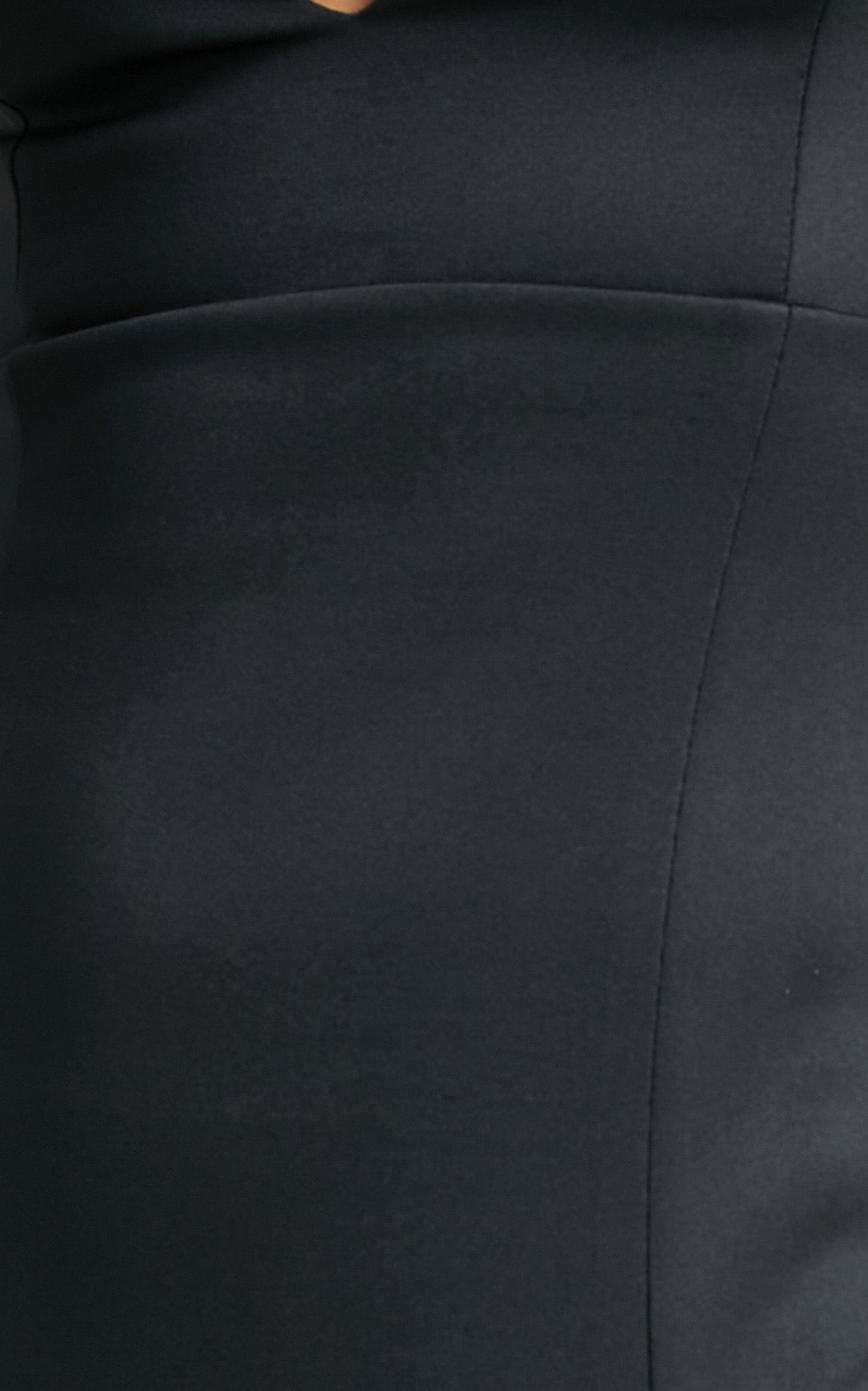 Calliope Plunge Neck Midi Dress with Split in Black
