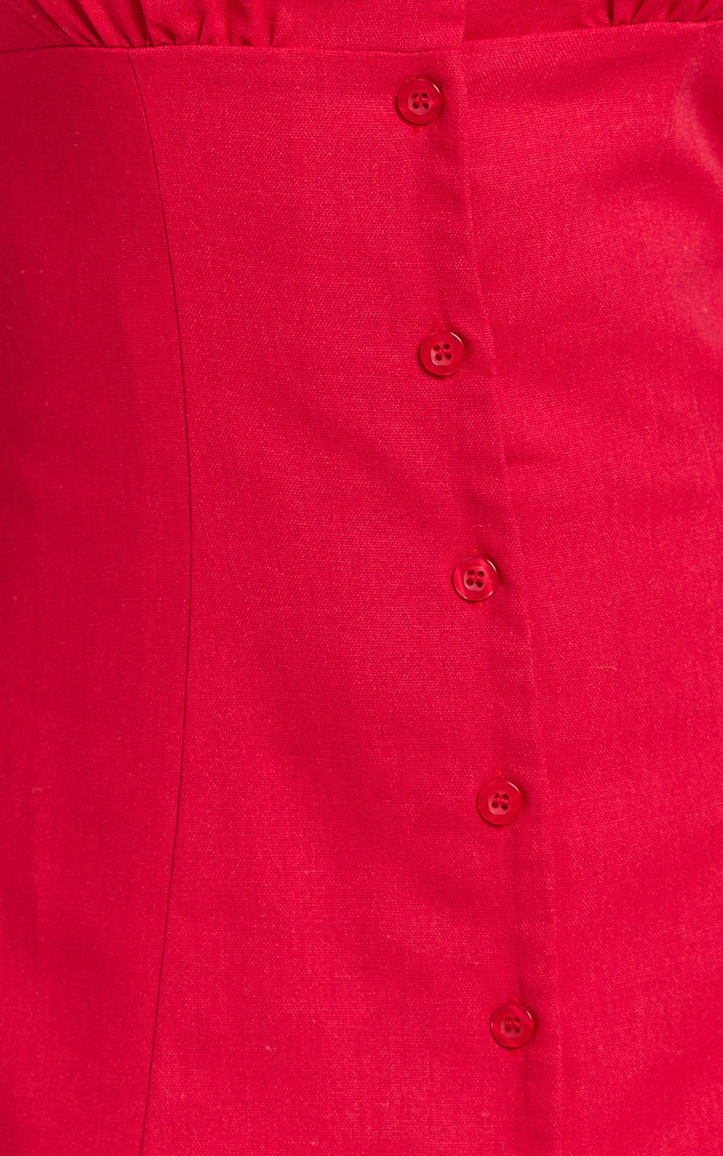 Cameron Midi Dress - Button Front Tie Back Dress in Red