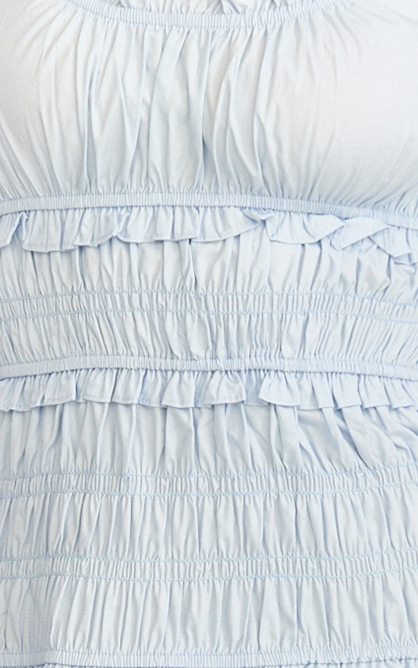 Cami Midi Dress - Rushed Bodice Dress in Blue