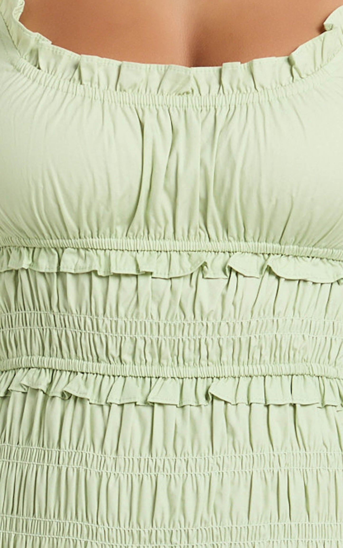 Cami Midi Dress - Rushed Bodice Dress in Sage