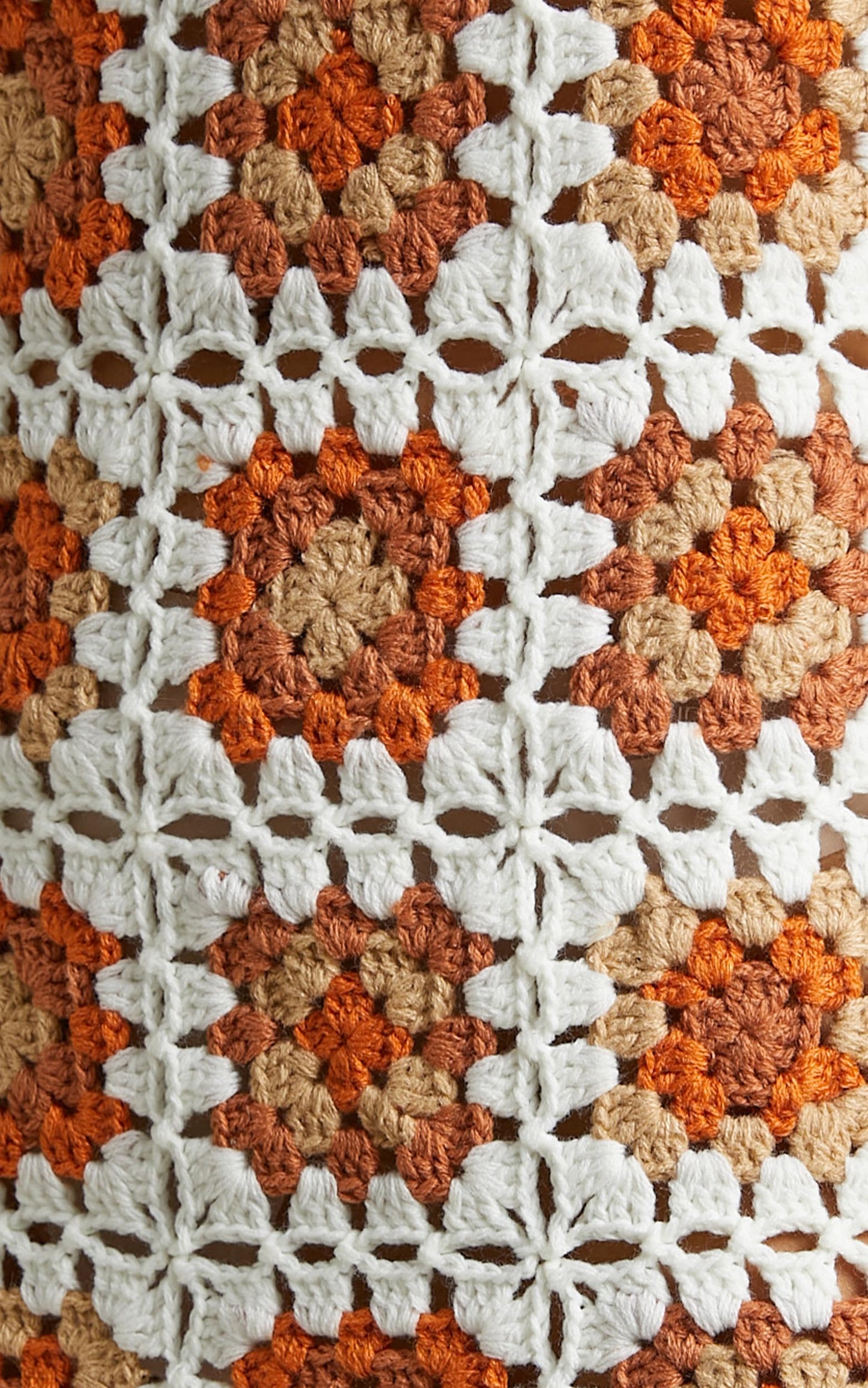 Camila Crochet Mini Dress in White and Brown
