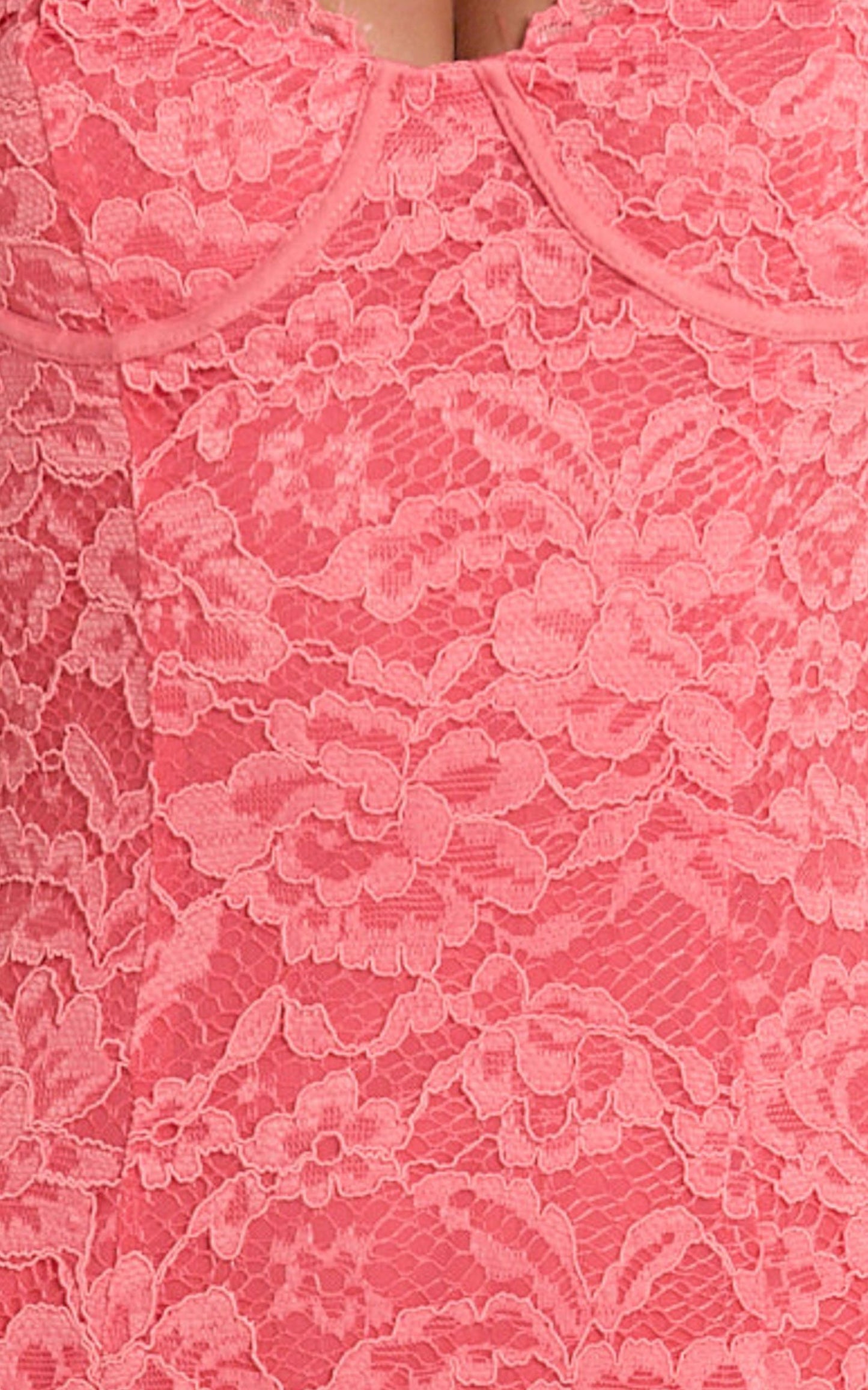 Carli Maxi Dress - Adjustable Strap Corset Bodycon Lace Dress in Watermelon