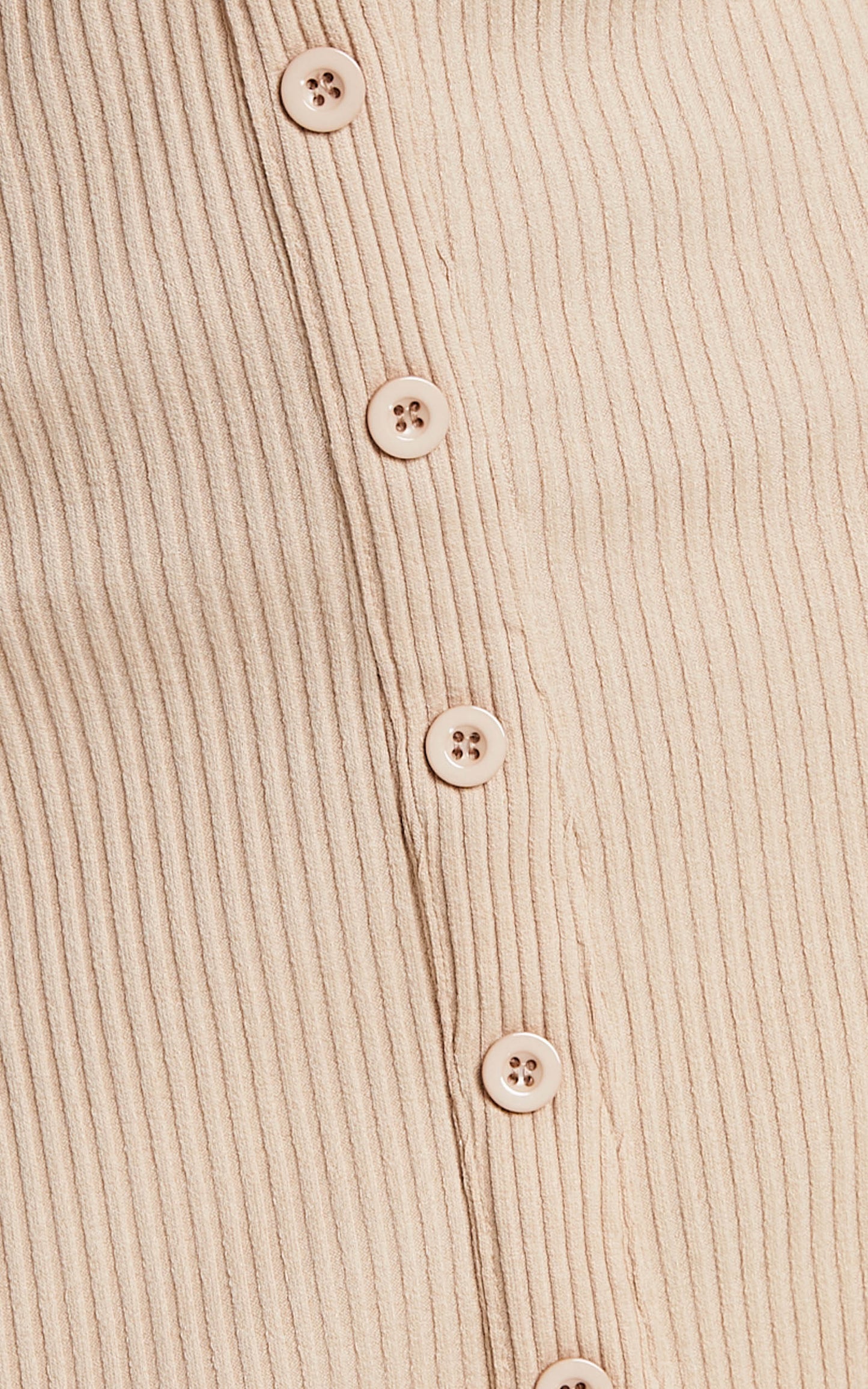 Catarine Mini Dress - Cut Out Ribbed Cutton Up Dress in Beige