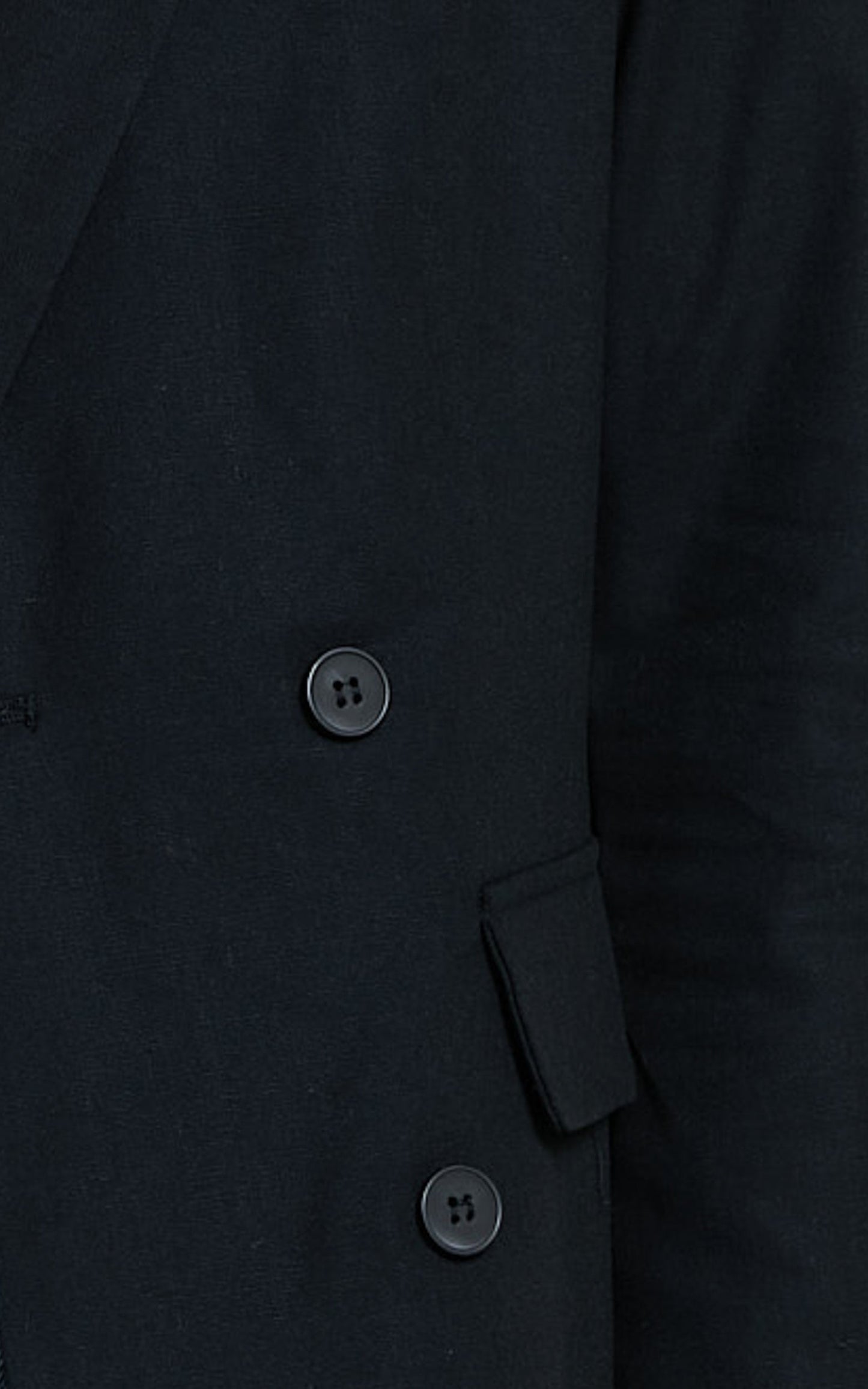 Celinee Blazer - Linen Look Double Breasted Long Sleeve Blazer in Black