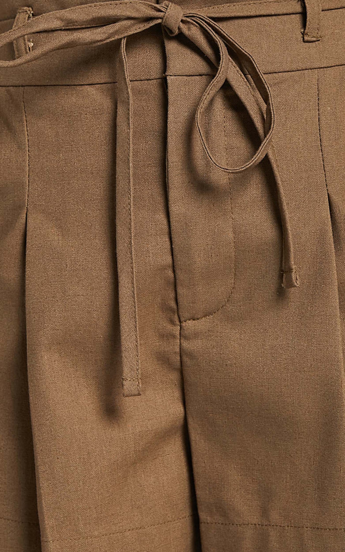Celosia Shorts - Linen High Waist Tie Shorts in Olive