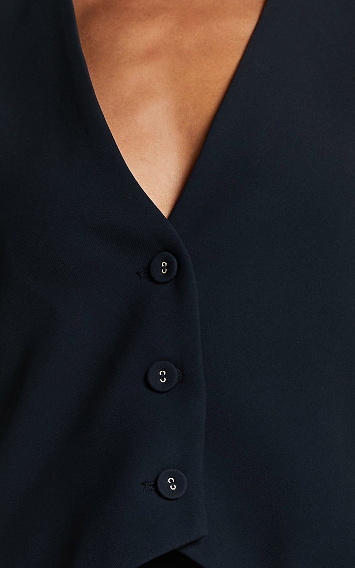 Charla Top - Tailored Button Through Vest in Black