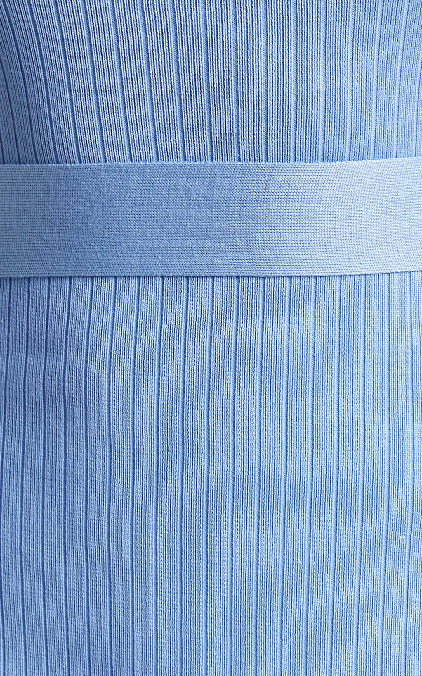 Cinnia Belted Knit Midi Dress in Cornflower Blue