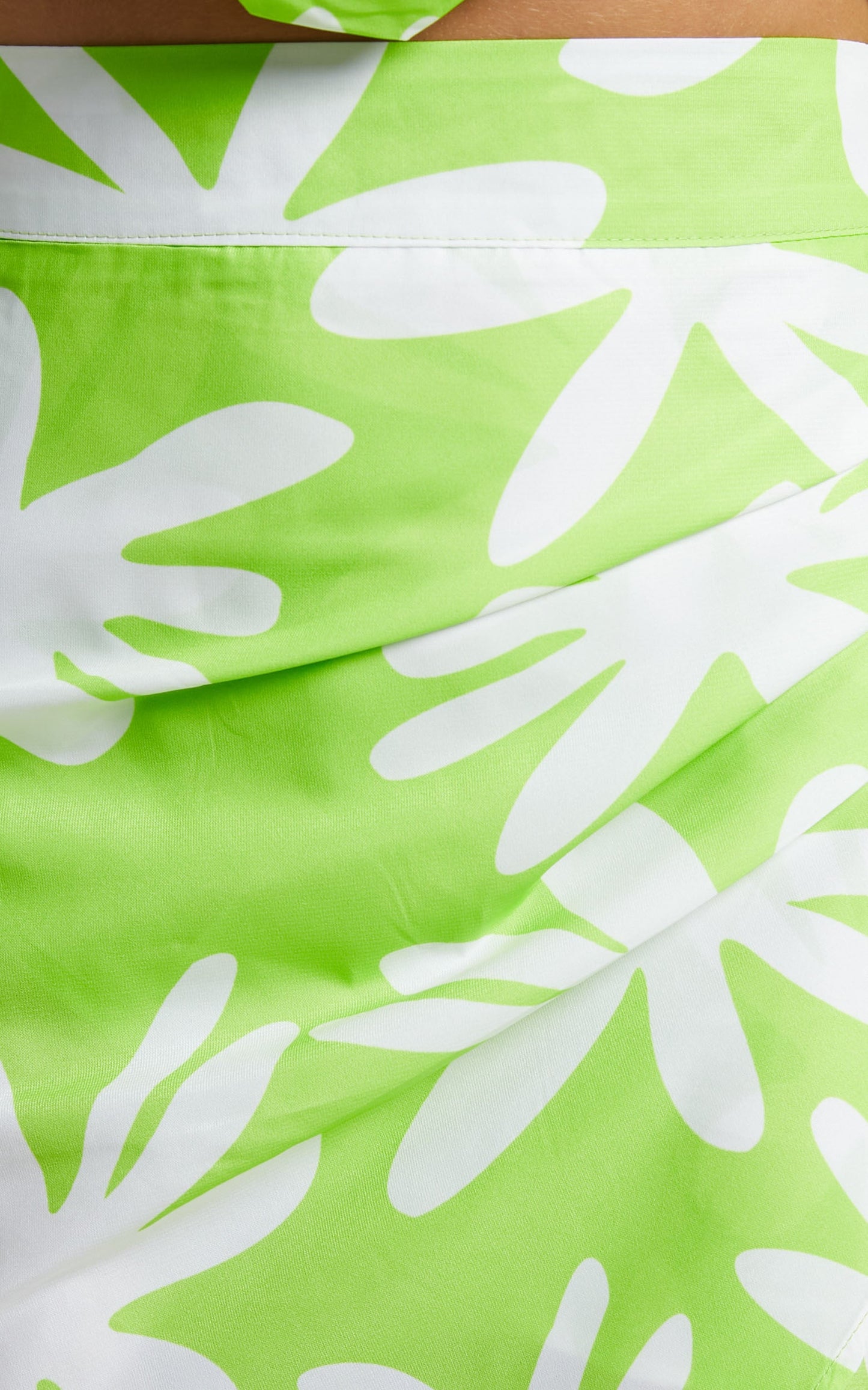 Clarrie Two Piece Set - Crop Top Wrap Skirt Two Piece Set in Neon Green/White
