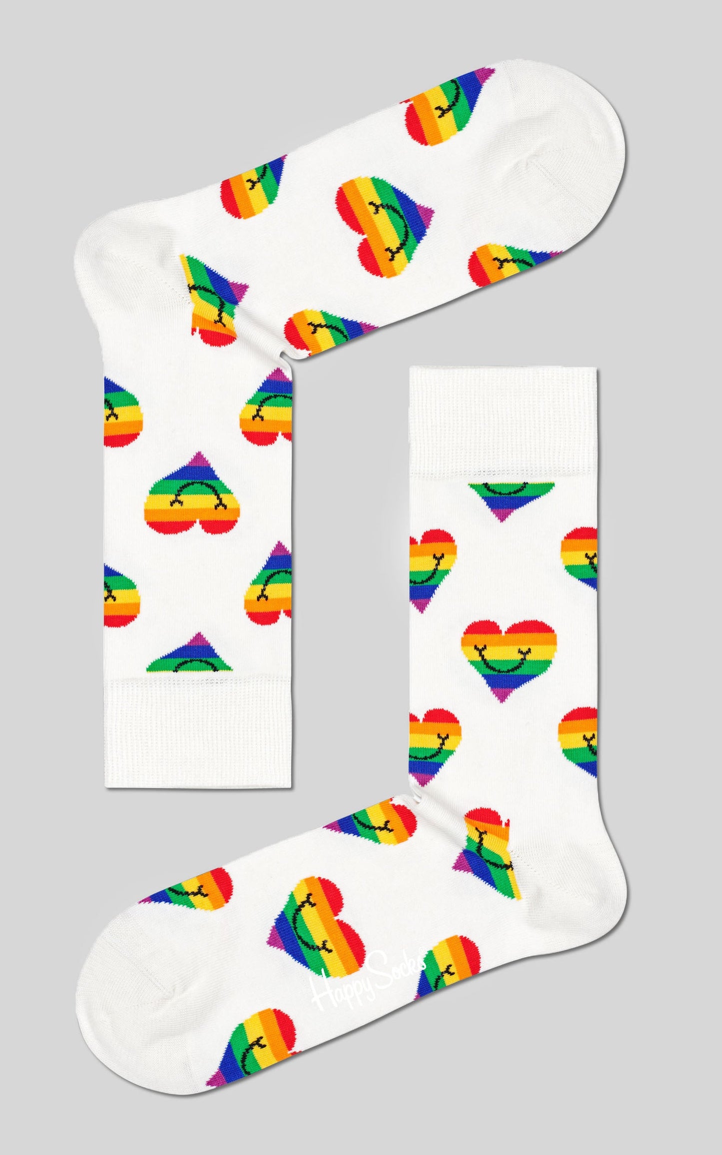 Happy Socks - Pride Heart Sock in White/Rainbow