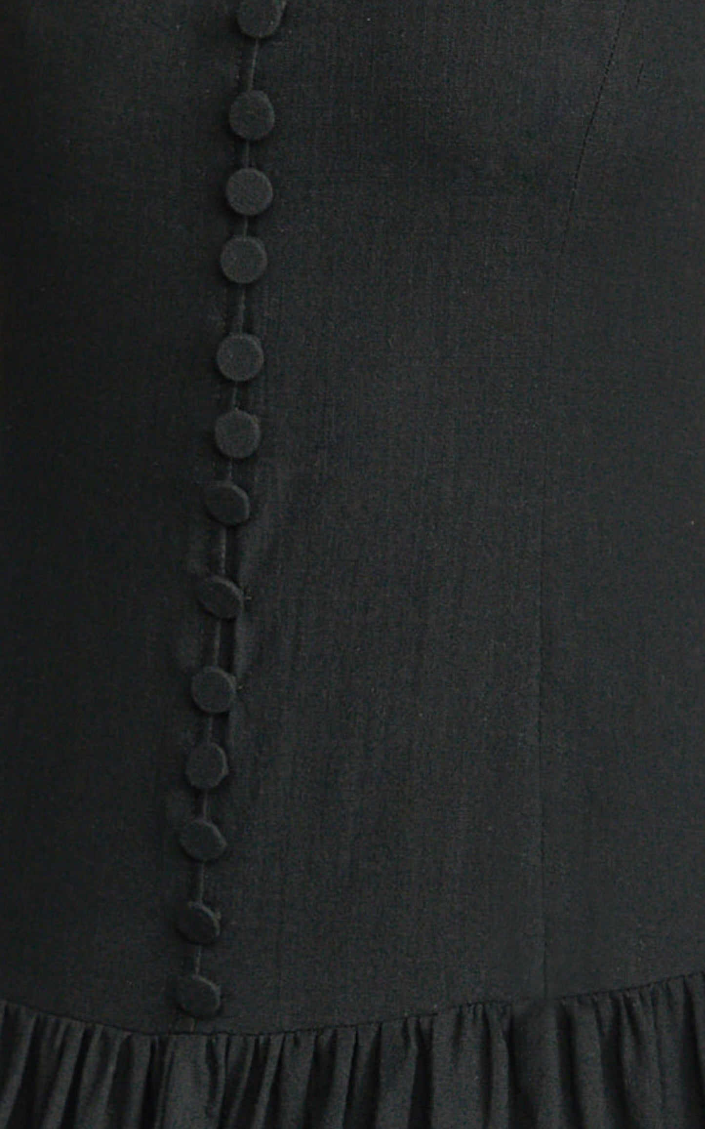 Cortez Maxi Dress - Square Neck Button Down Dropped Waist Dress in Black