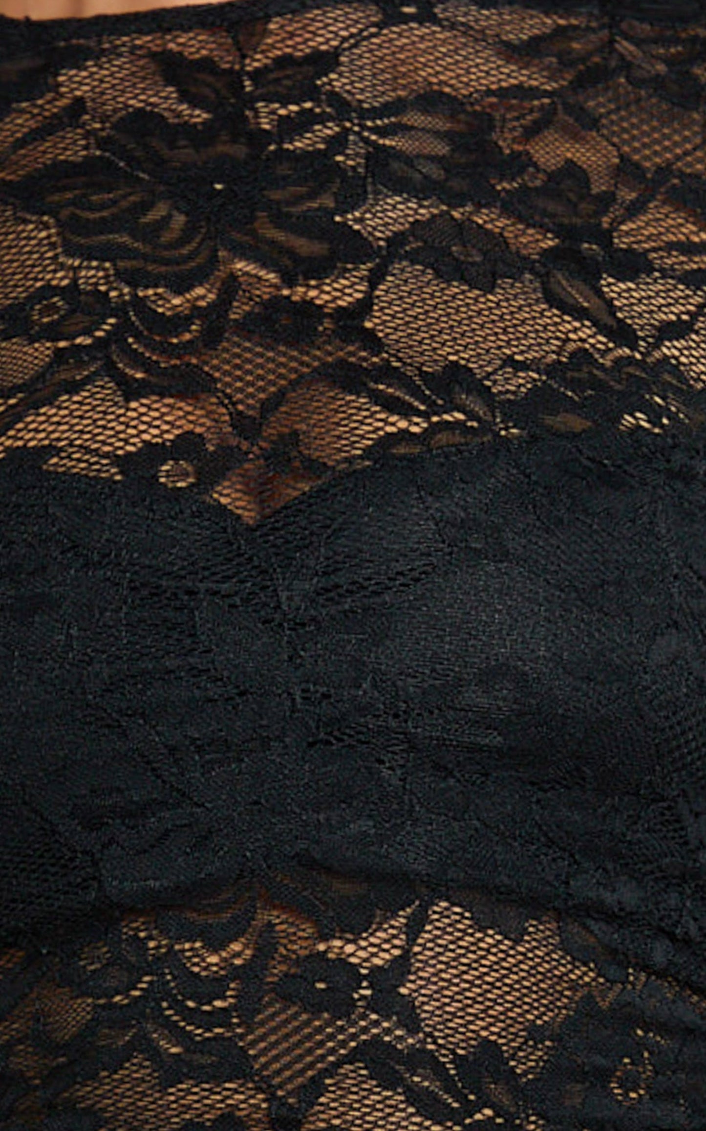 Crisanta Maxi Dress - Long Sleeve Contrast Lace Bodycon Dress in Black