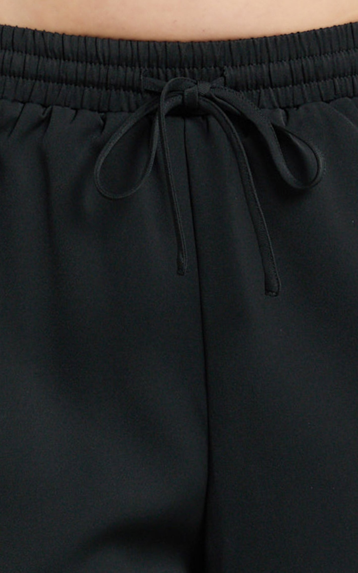 Davi Pants - Drawstring Waist Contrast Panel Tailored Pants in Black