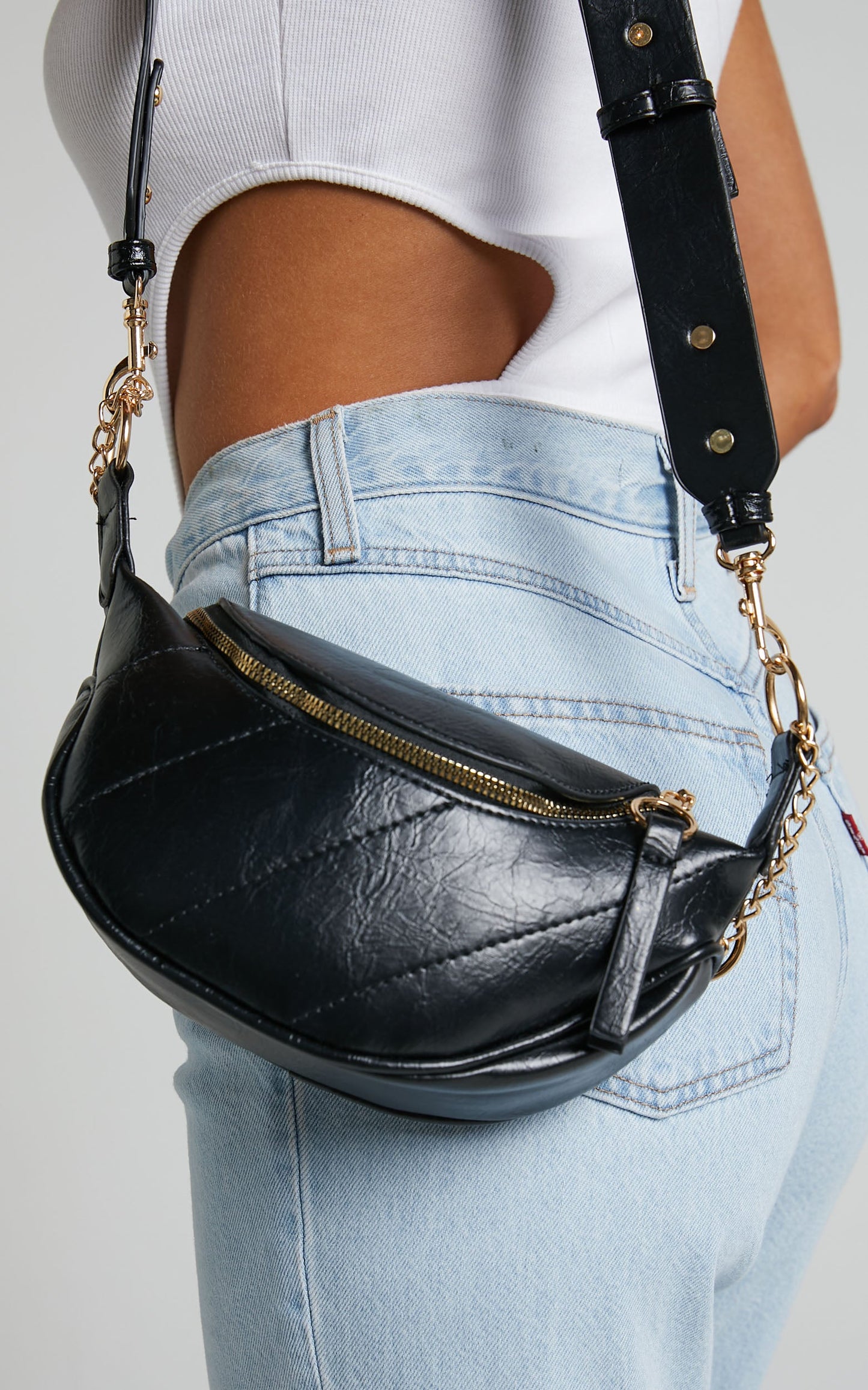 Dawson Crossbody Bag in Black/Gold