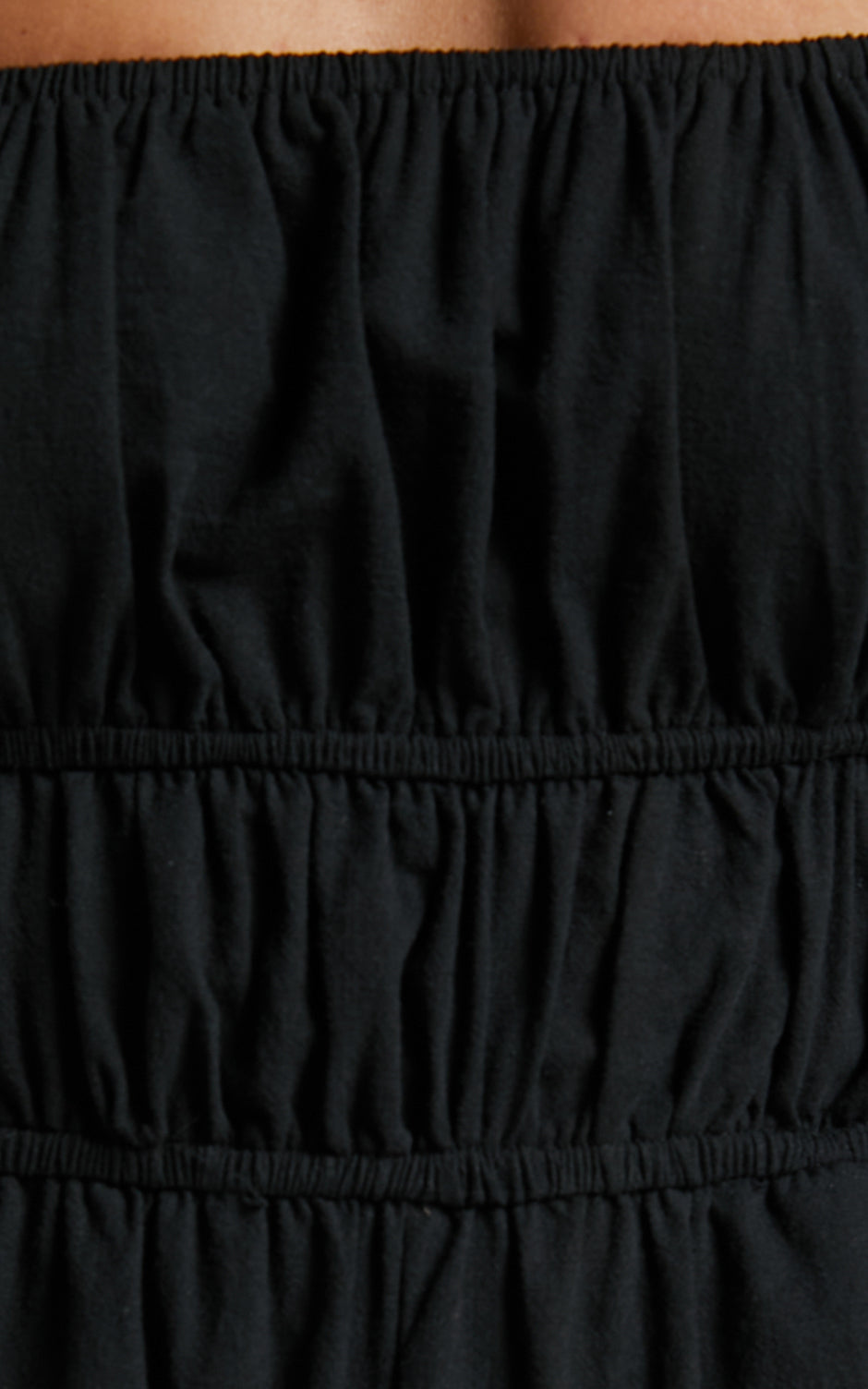 Delmore Jumpsuit - Off Shoulder Ruched Bodice Wide Leg Jumpsuit in Black