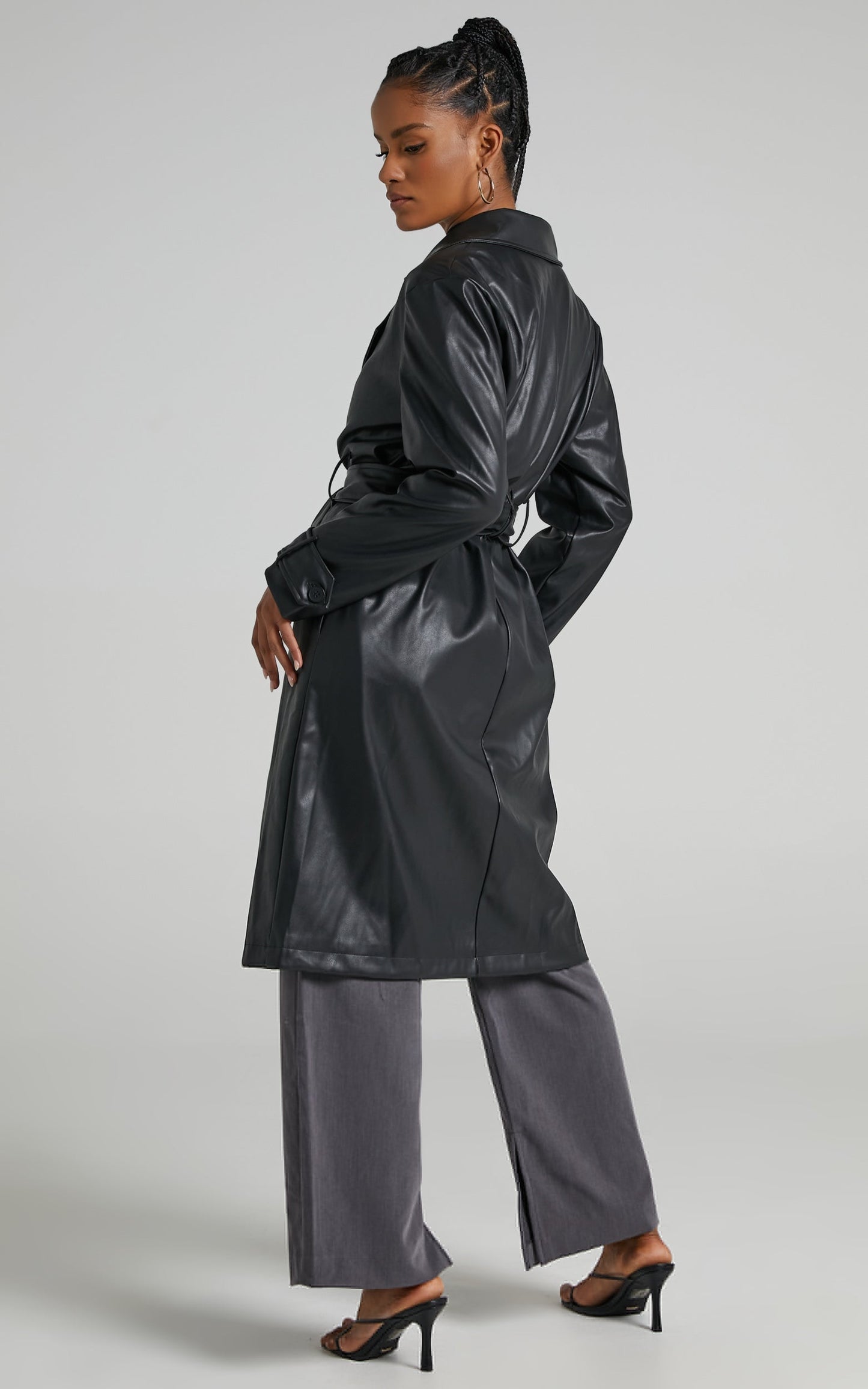 Desdemona Coat - Belted Trench Coat in Black