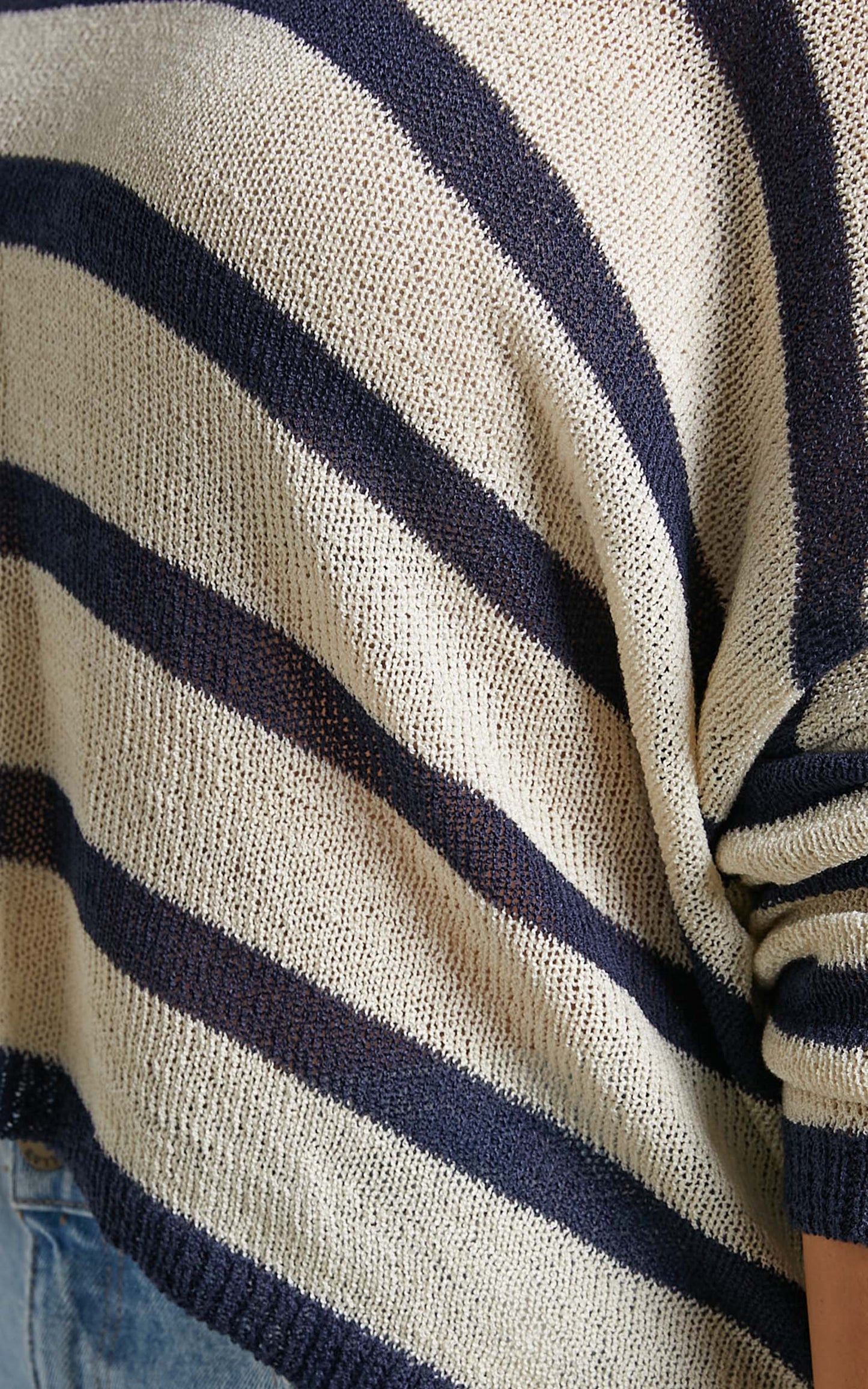Dhani Relaxed Woven Knit Top in Navy Stripe
