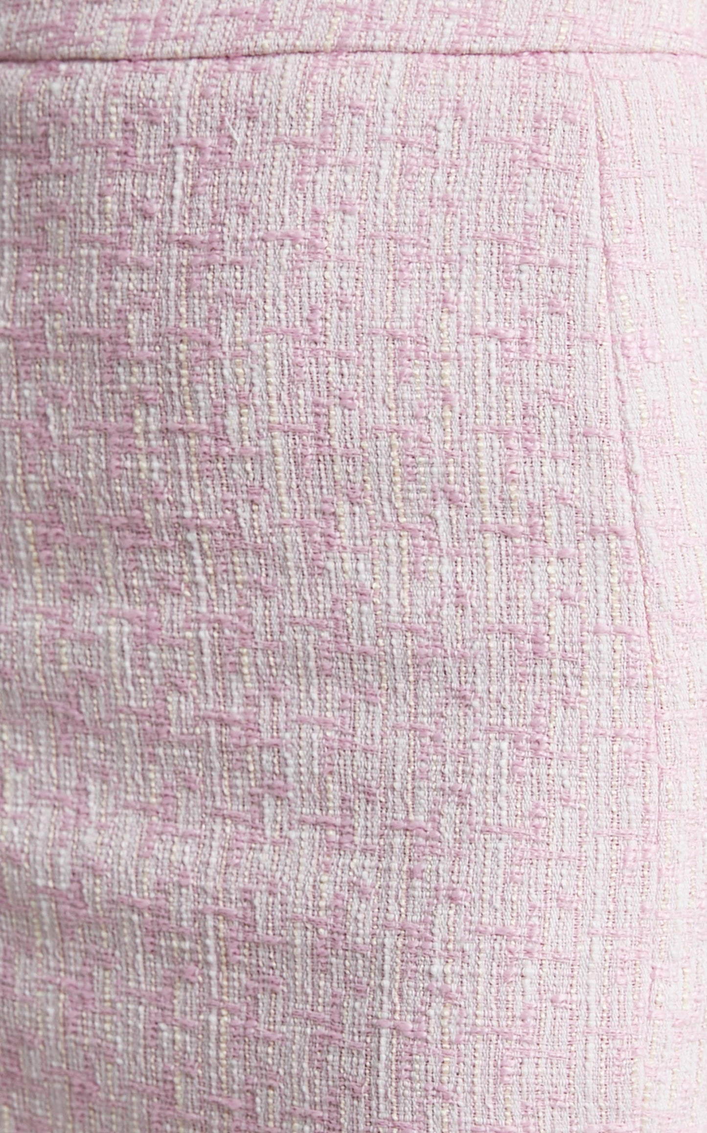 Dianne Mini Skirt - Tweed Check Boucle High Waisted Fitted Skirt in Pink