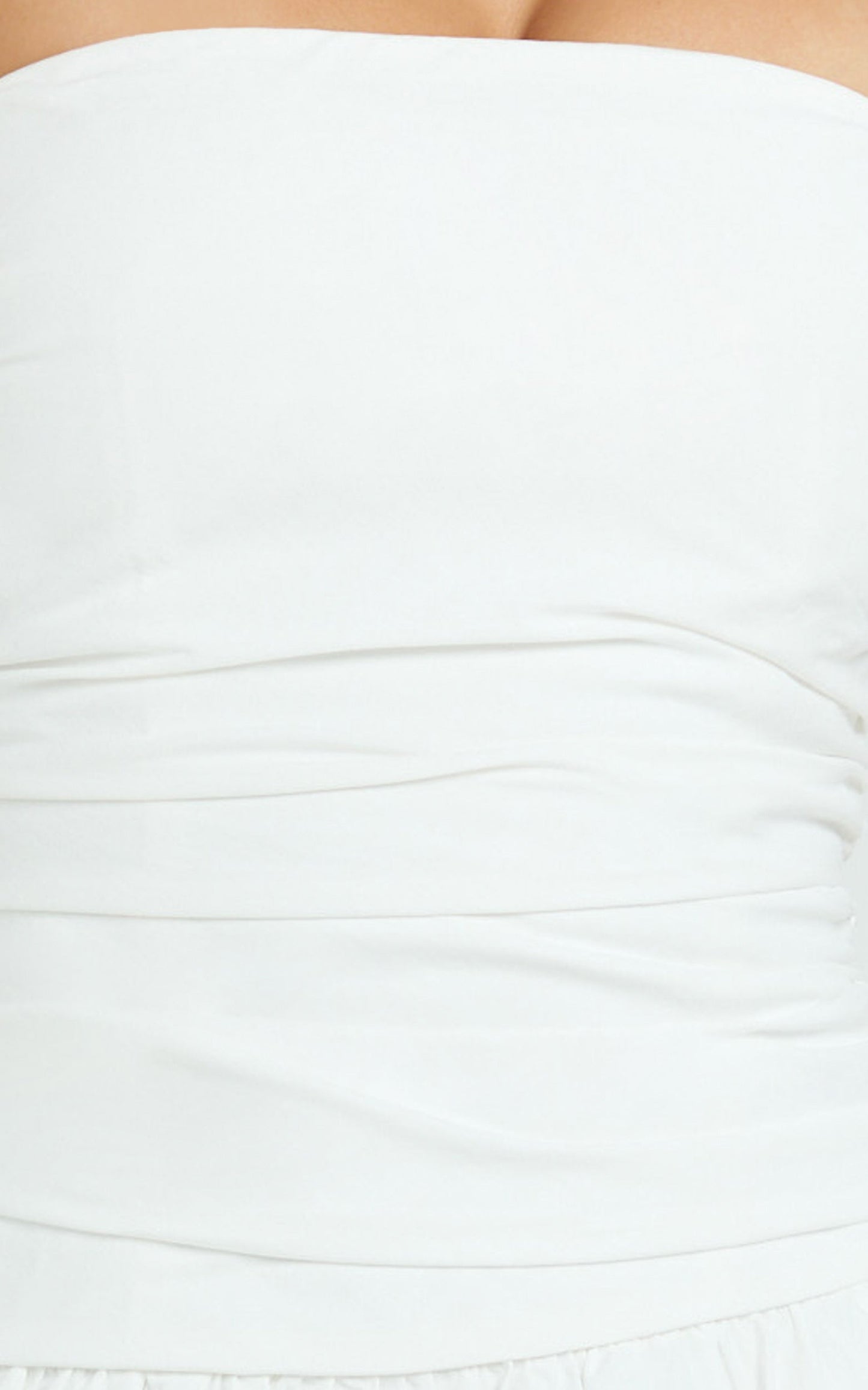 Donatella Mini Dress - Strapless Drop Waist Dress in White