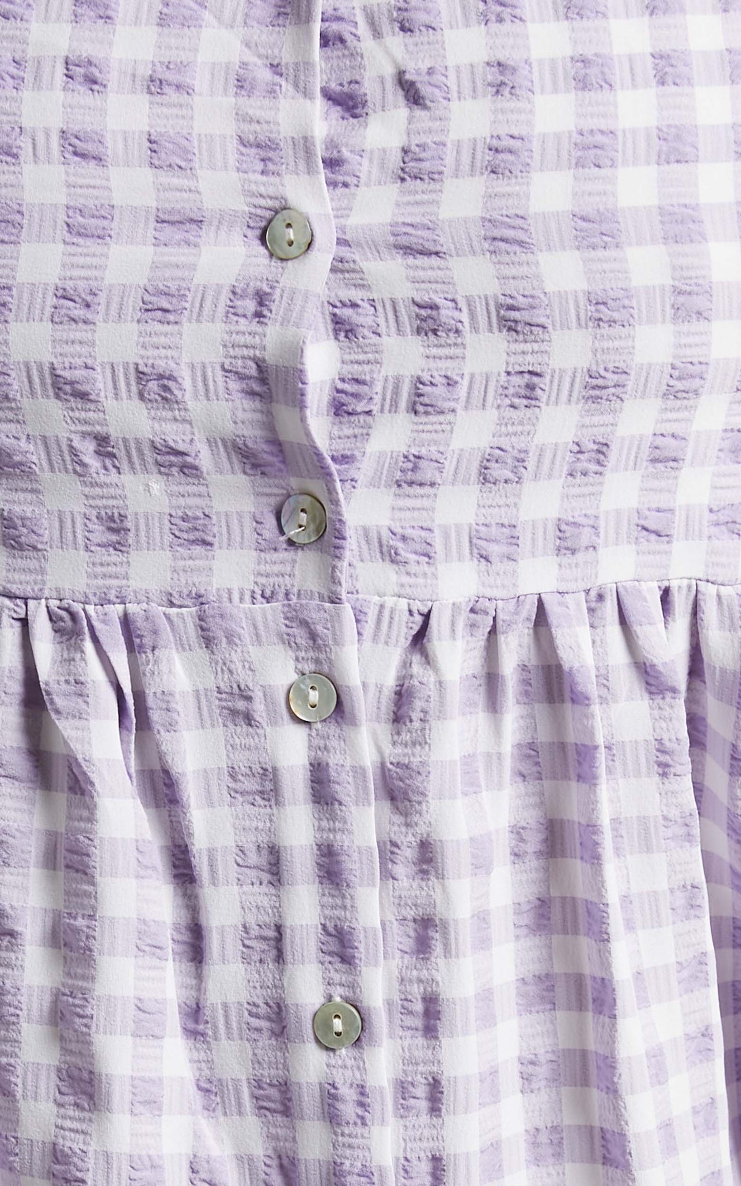 Drigeth Puff Sleeve Open Back Midi Dress in Lilac Gingham