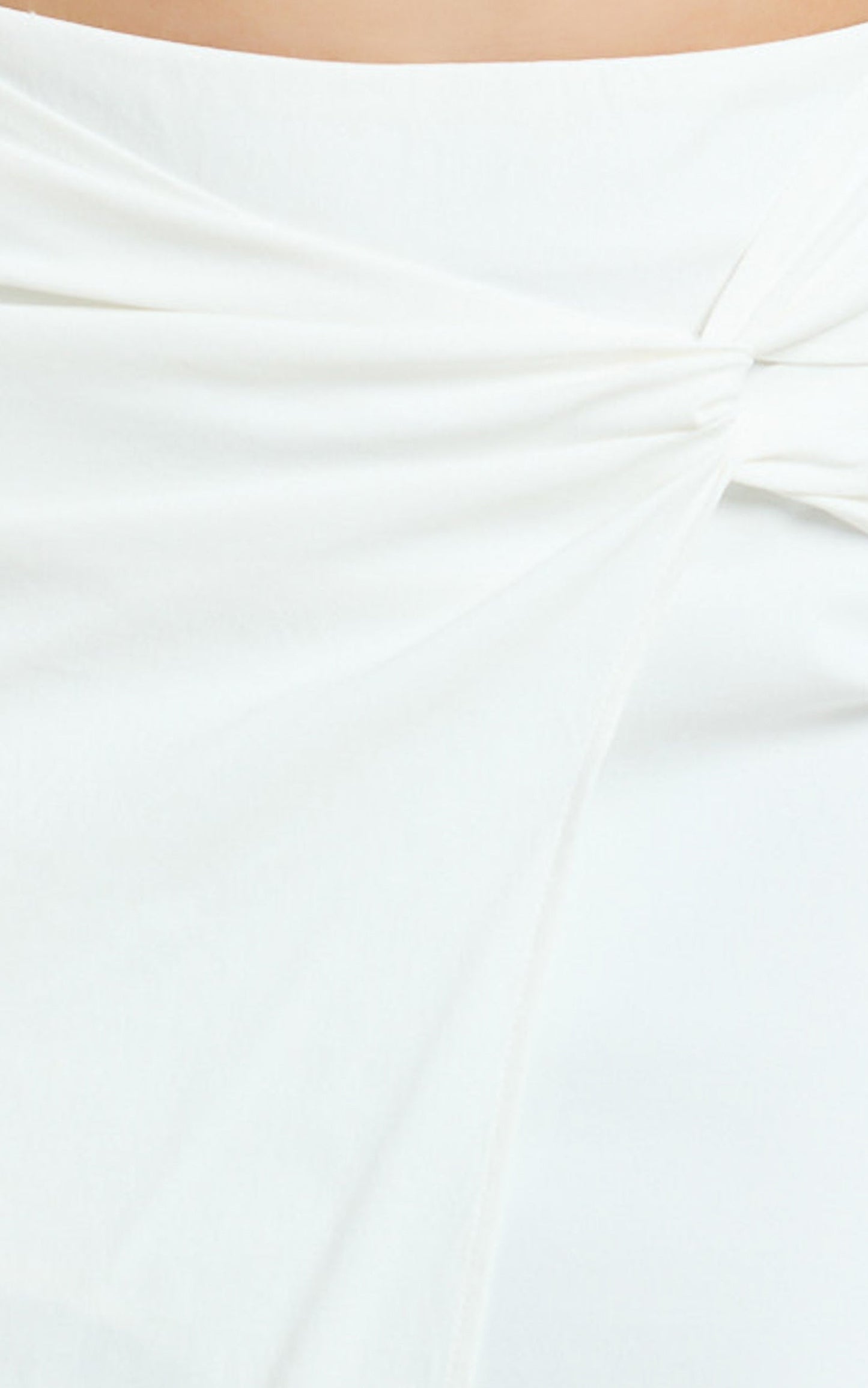 Dylan Midi Skirt - Mid Waist Twist Front Midi Skirt in White