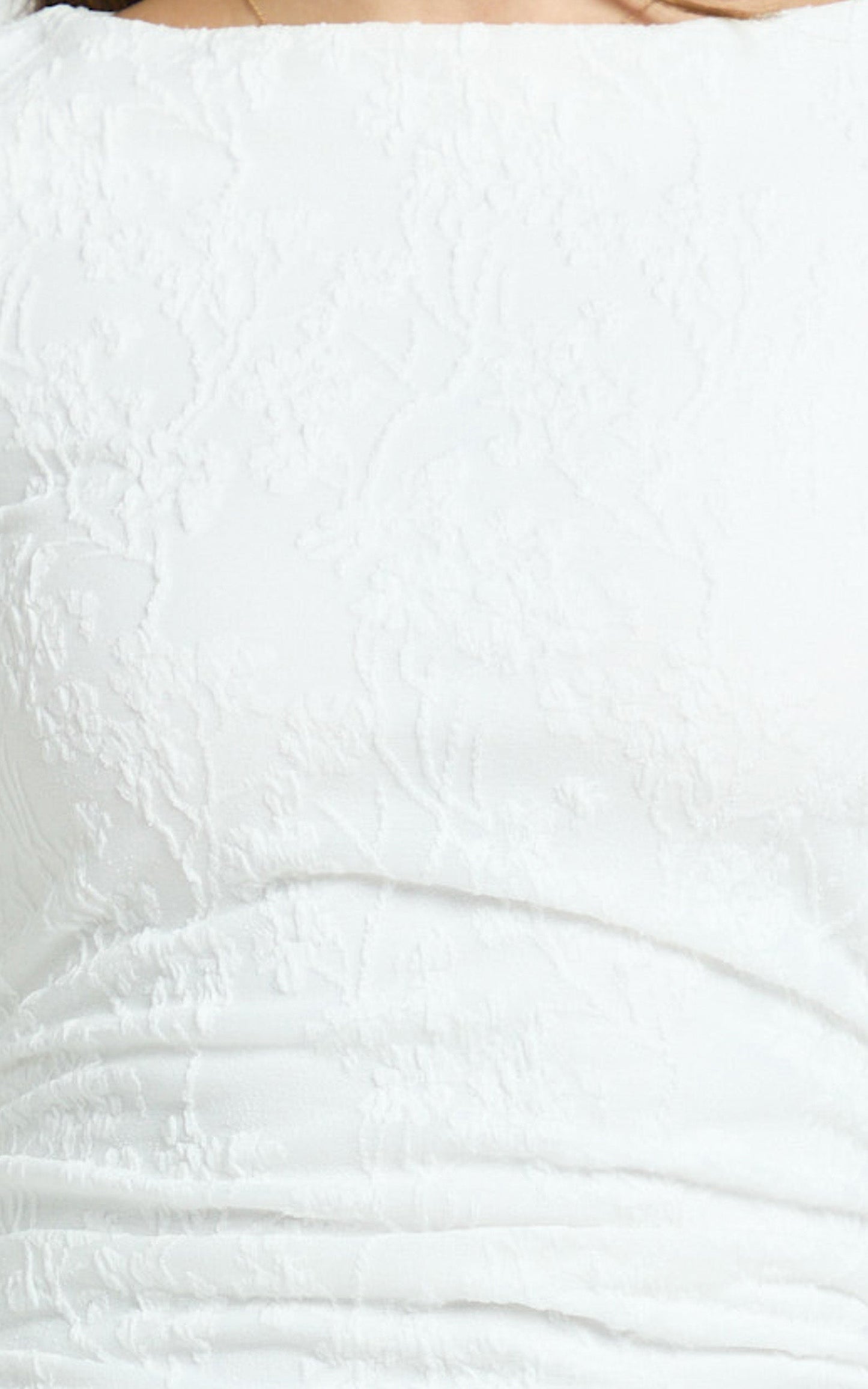 Eira Mini Dress - Lace High Neck Bodycon Dress in Off White